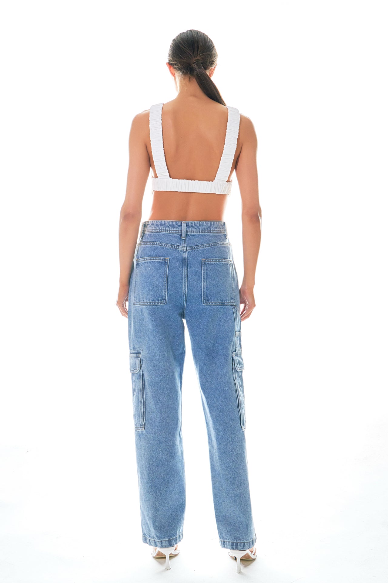 GREY LAB - Elastic Band Open Back Crop Top - CAMI TOPS & TANK available at Objectrare