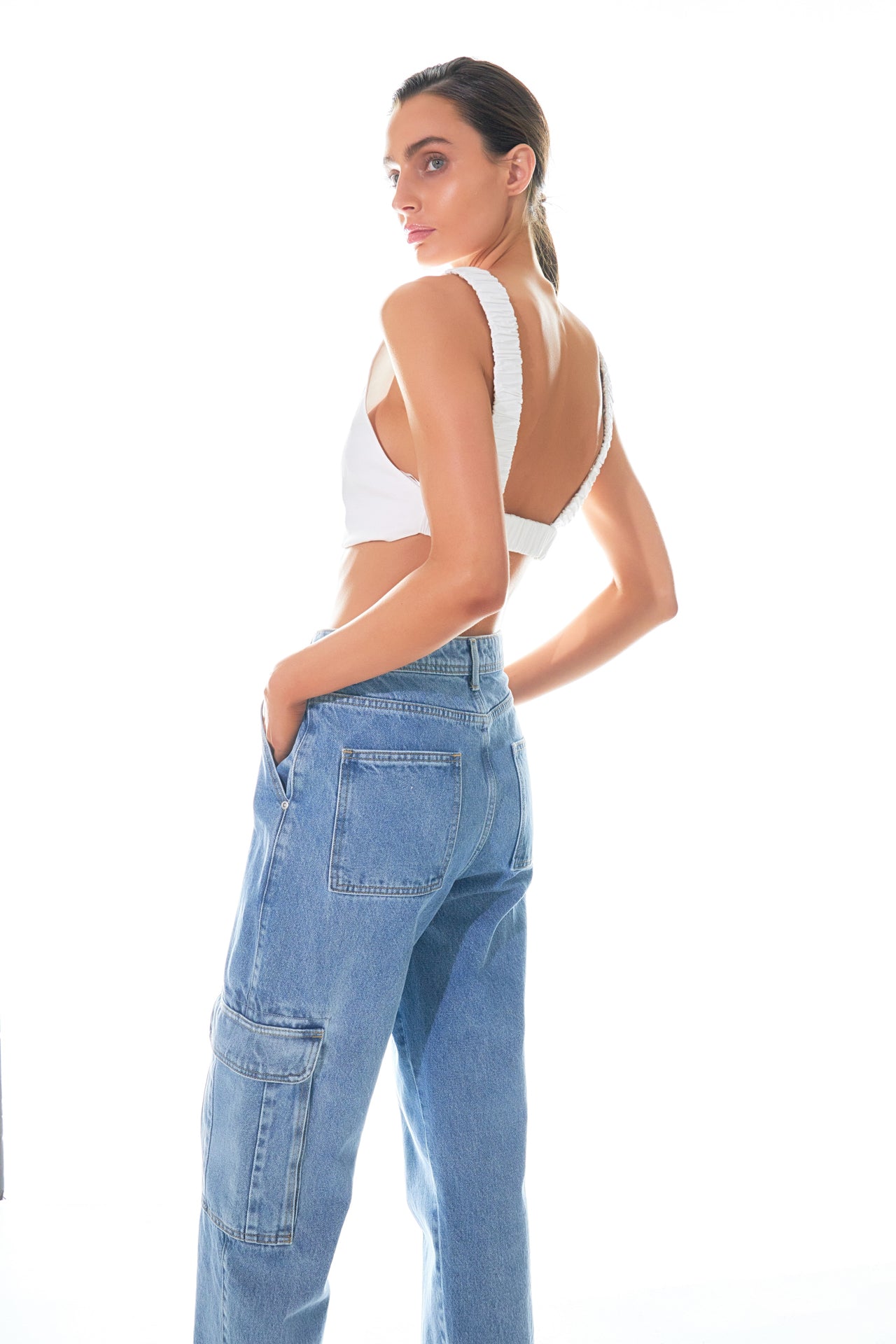 GREY LAB - Elastic Band Open Back Crop Top - CAMI TOPS & TANK available at Objectrare