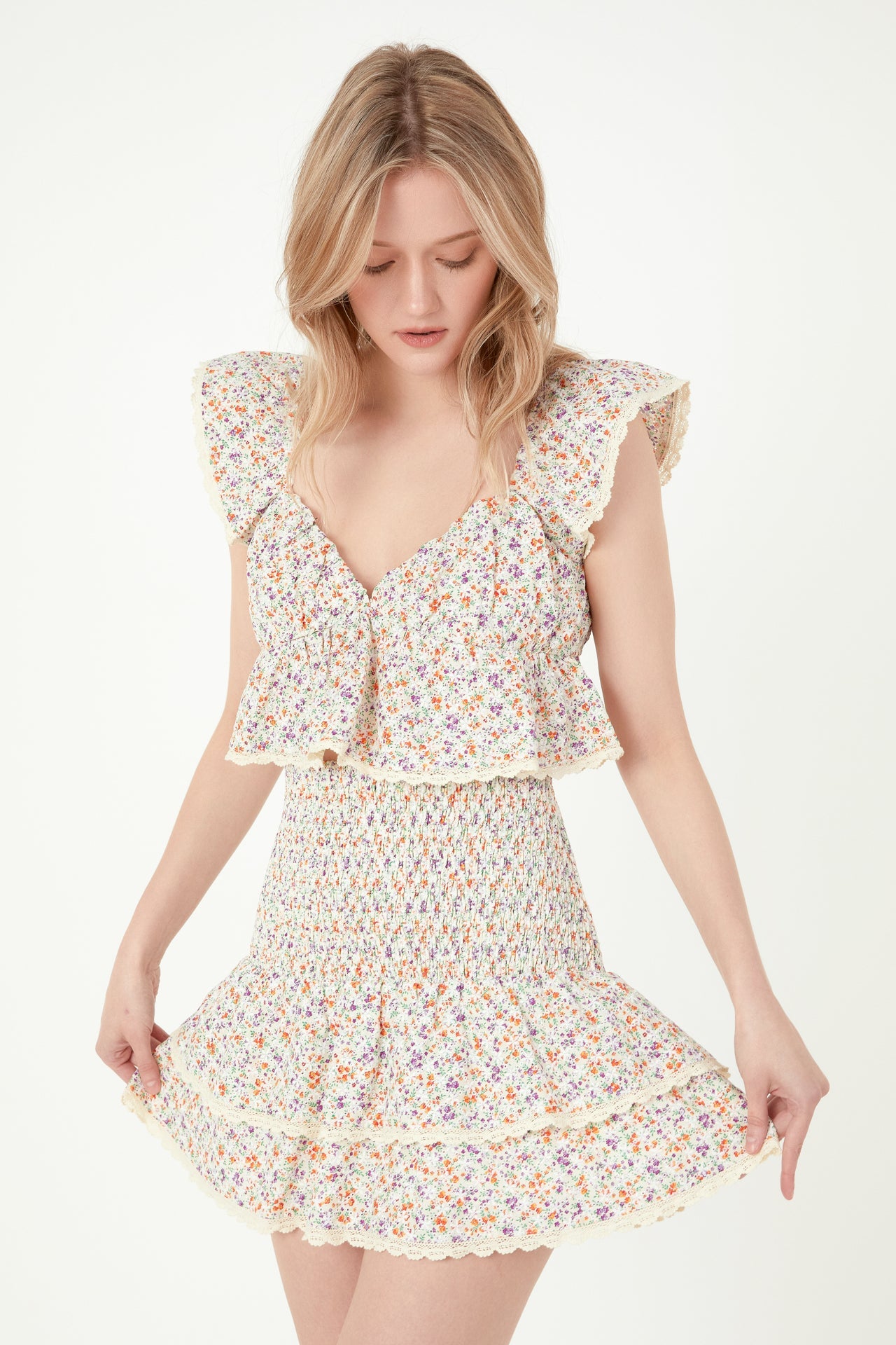 FREE THE ROSES - Embroidered Ruffled Bandeau Top - TOPS available at Objectrare