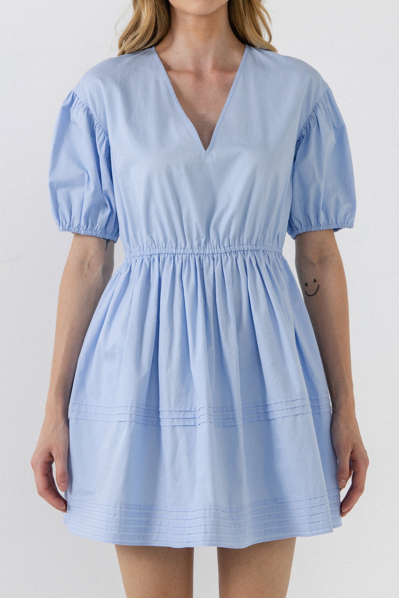 ENGLISH FACTORY - Blouson Pleated Puff Sleeve Dress - DRESSES available at Objectrare