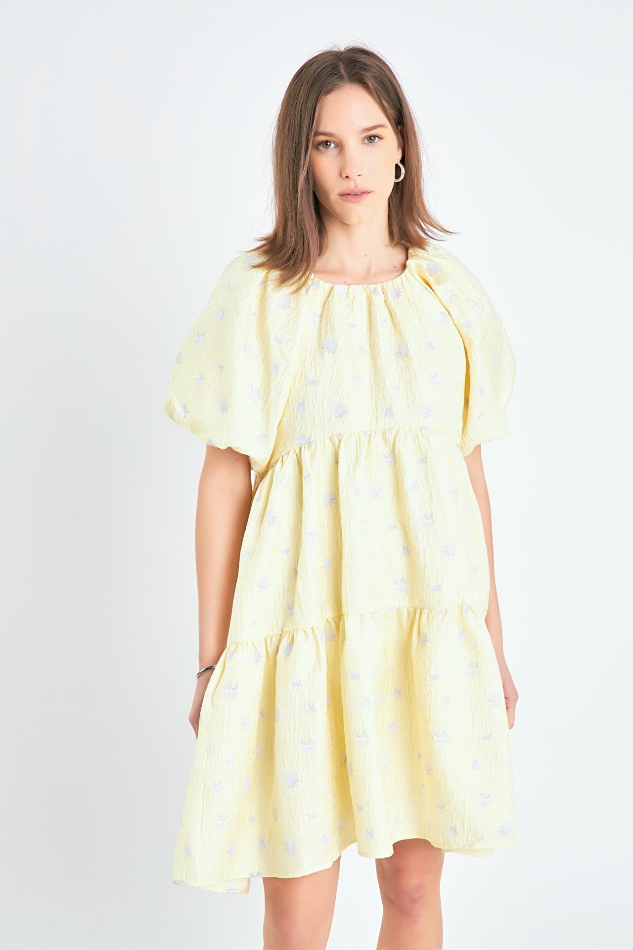 ENGLISH FACTORY - Floral Jacquard Tiered Midi High Low Dress - DRESSES available at Objectrare