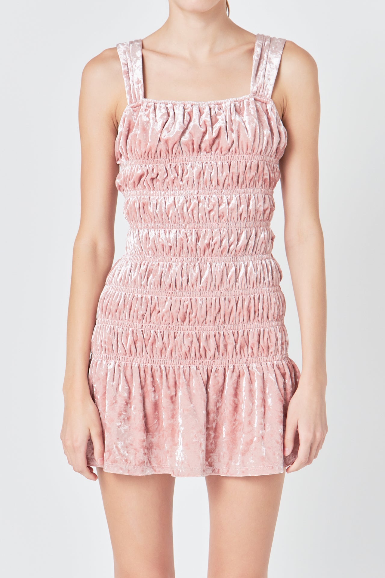 ENDLESS ROSE - Smocked Velvet Mini Dress - DRESSES available at Objectrare