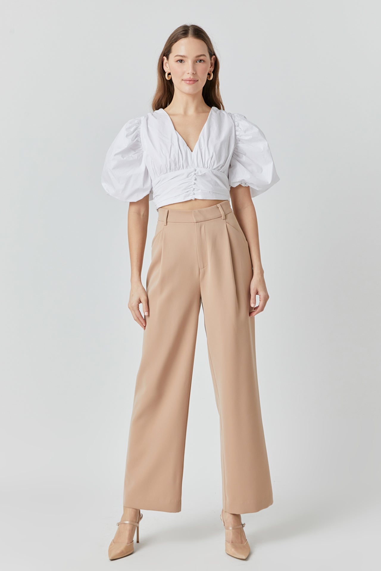 ENDLESS ROSE - Blouson Sleeve Corset Waist Top - TOPS available at Objectrare