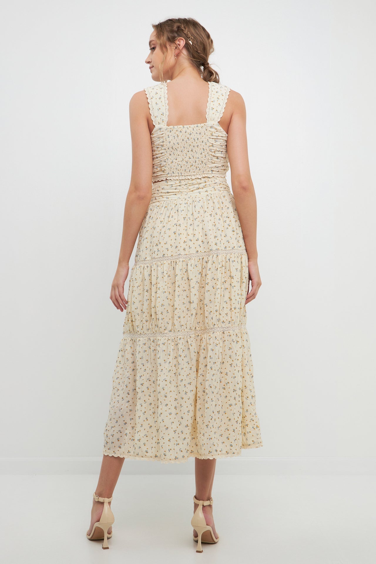 FREE THE ROSES - Ruched Bandeau Laced Floral Top - TOPS available at Objectrare