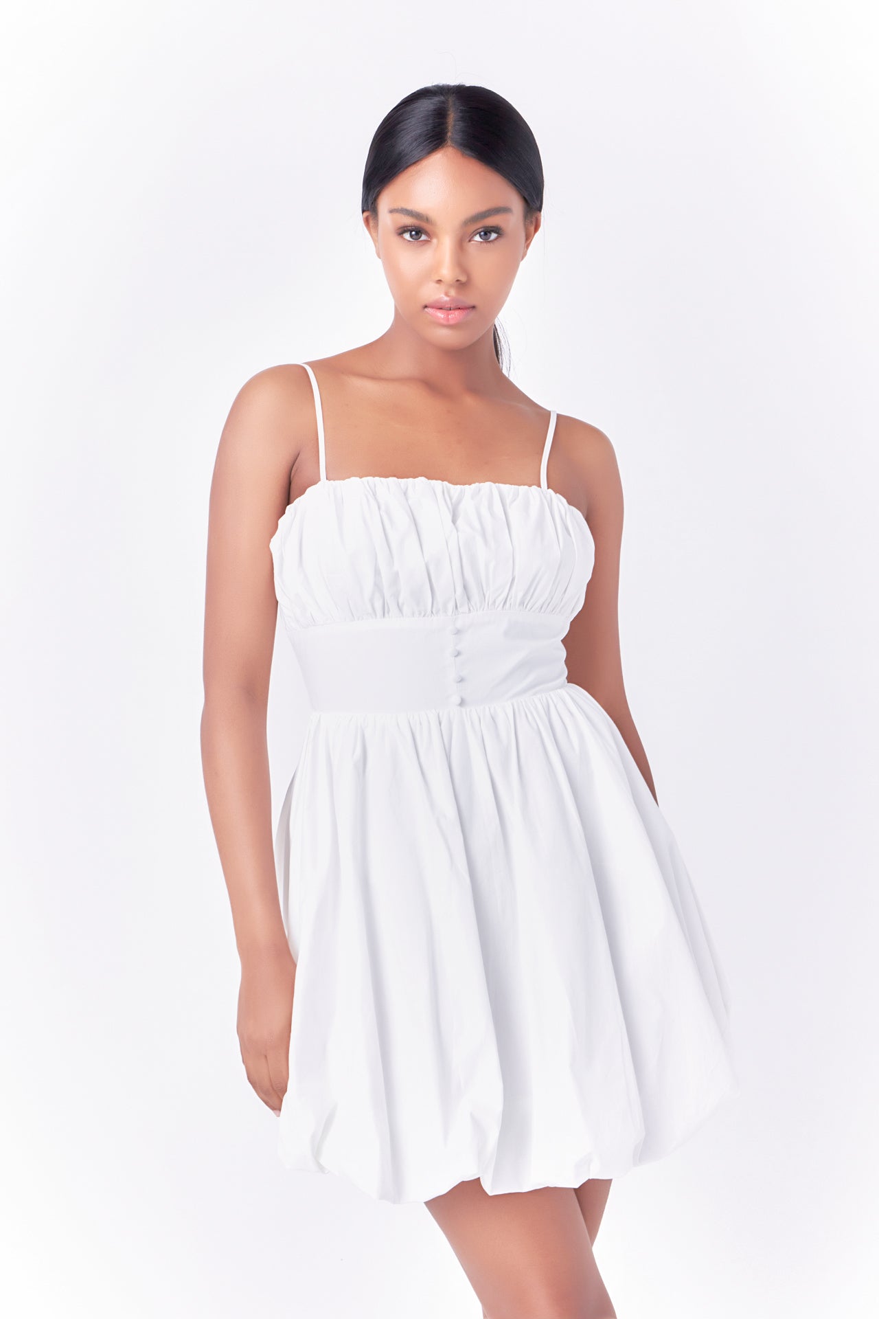 ENDLESS ROSE - Ruched Blouson Mini Dress - DRESSES available at Objectrare