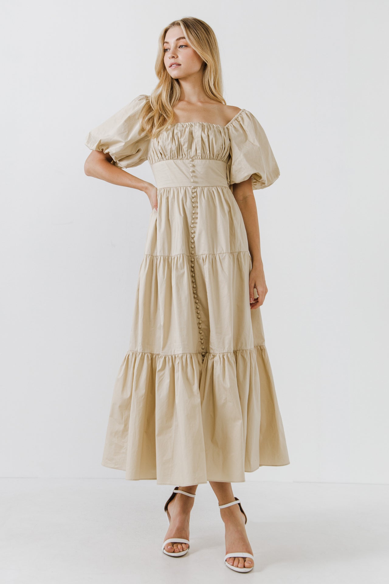 ENDLESS ROSE - Puff Sleeve Corset Maxi Dress - DRESSES available at Objectrare
