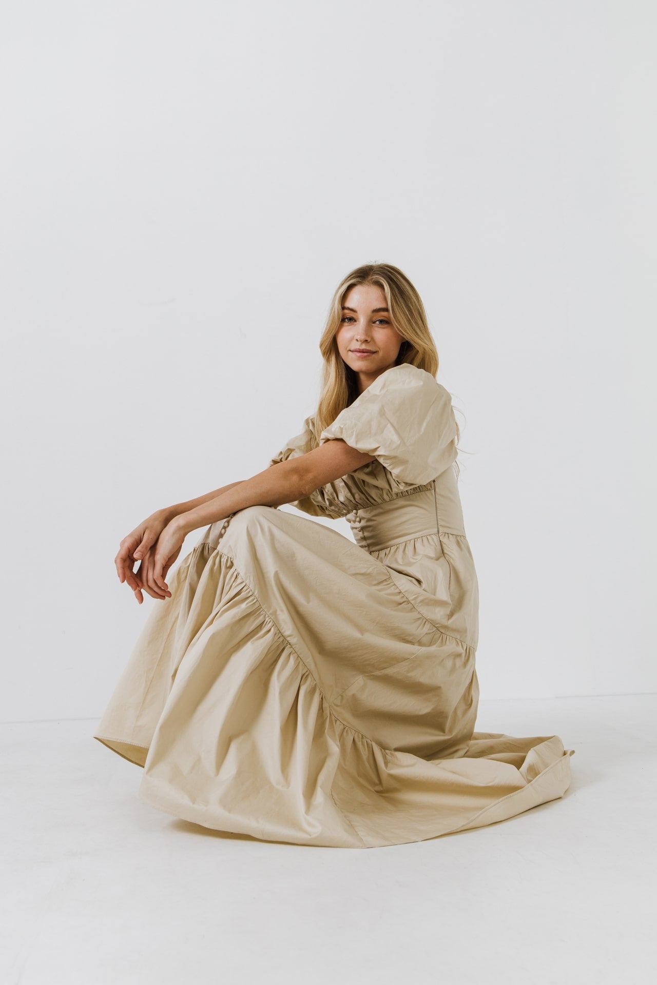 ENDLESS ROSE - Puff Sleeve Corset Maxi Dress - DRESSES available at Objectrare