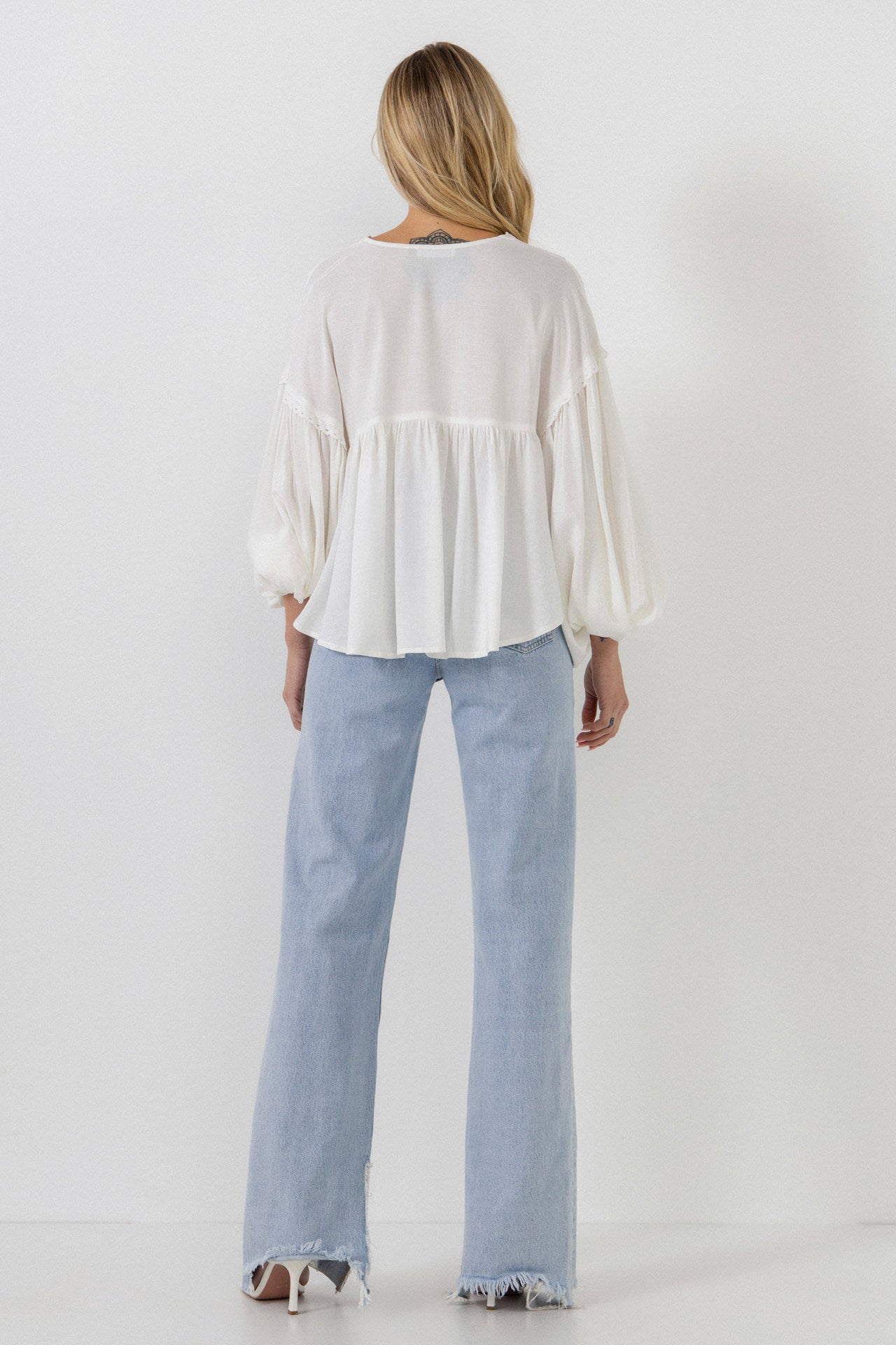 FREE THE ROSES - Lace Trim Deep V Top - TOPS available at Objectrare