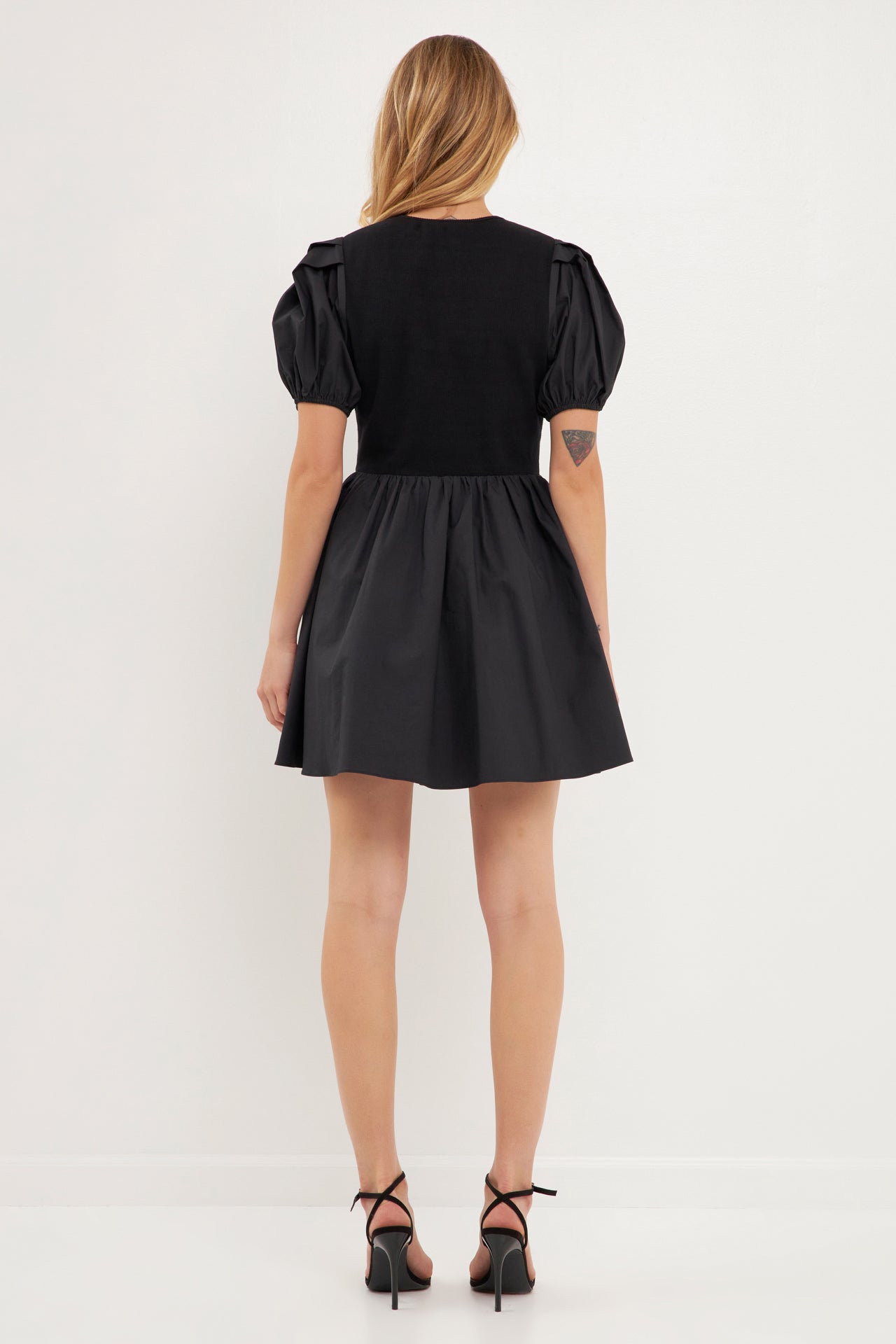 ENGLISH FACTORY - Mixed Media Henley Mini Dress - DRESSES available at Objectrare