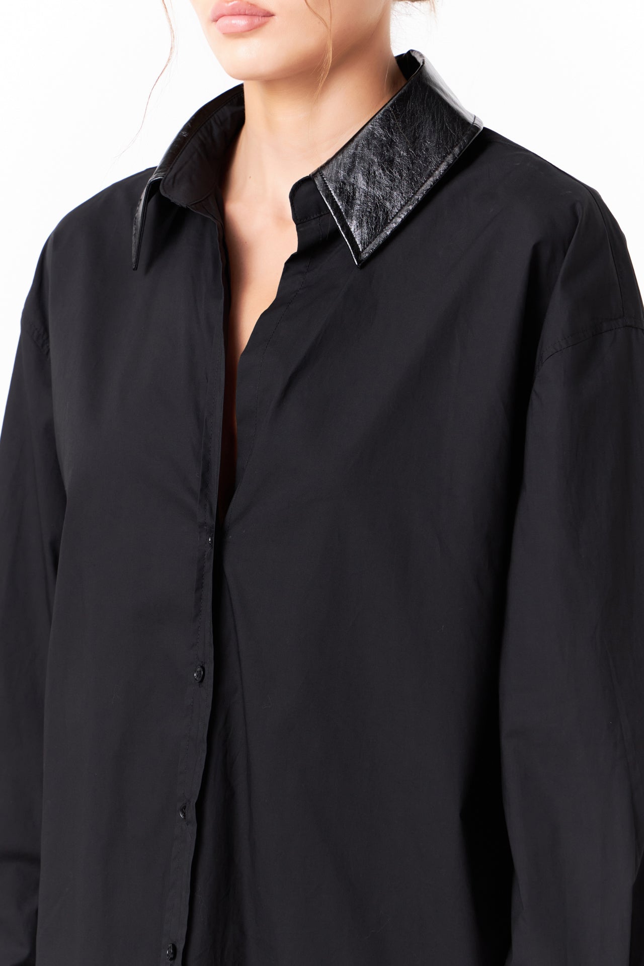 GREY LAB - Pu Collared Oversize Shirt - TOPS available at Objectrare
