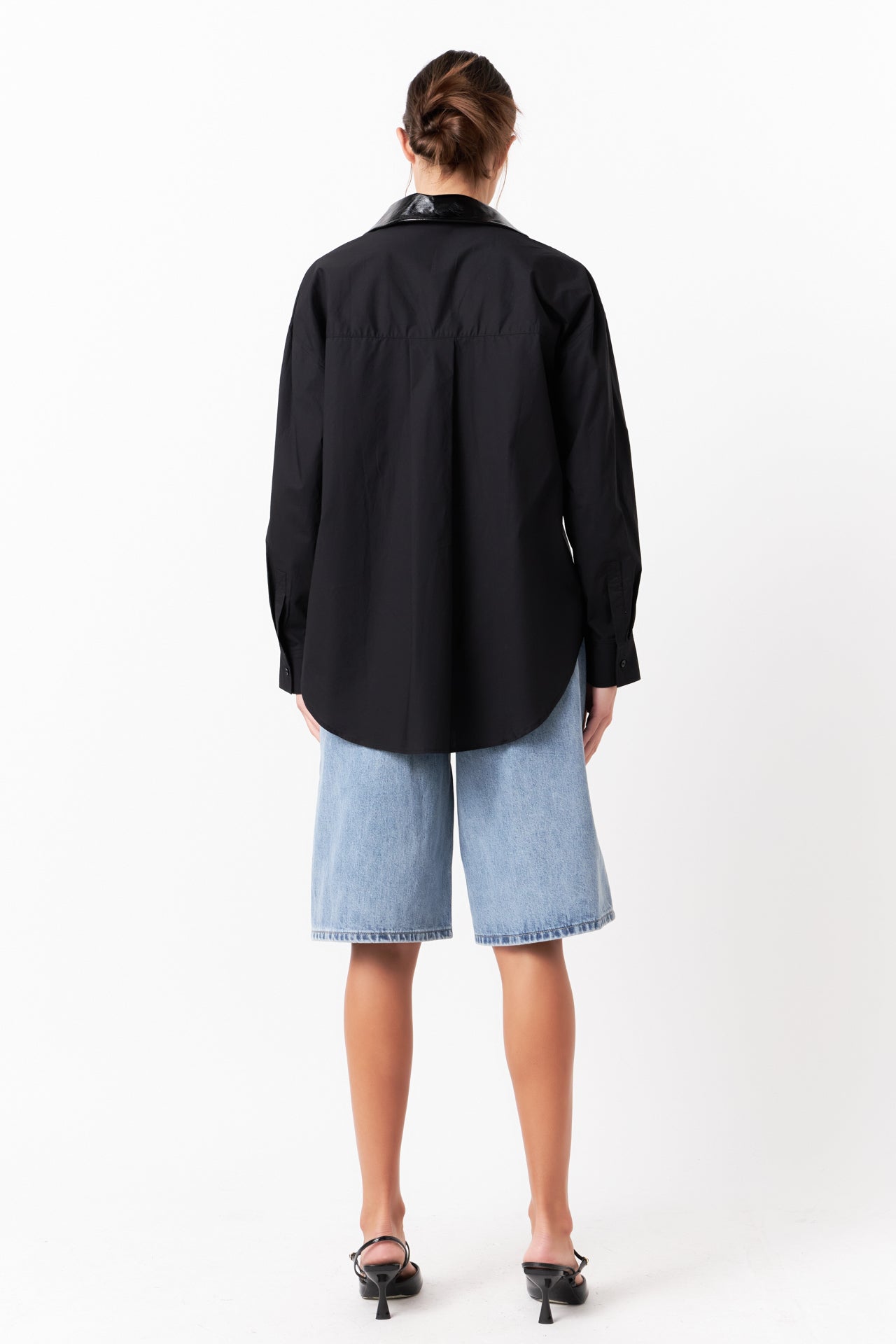 GREY LAB - Pu Collared Oversize Shirt - TOPS available at Objectrare