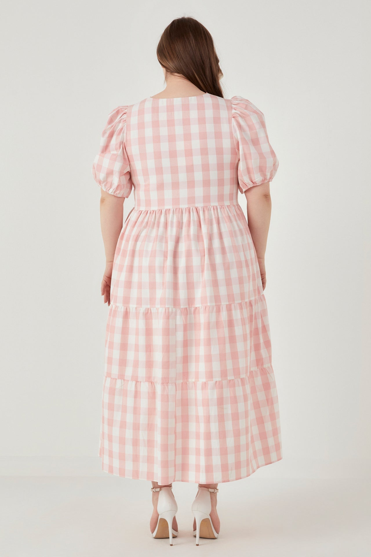 ENGLISH FACTORY - Gingham Puff Sleeve Tiered Maxi Dress - DRESSES available at Objectrare
