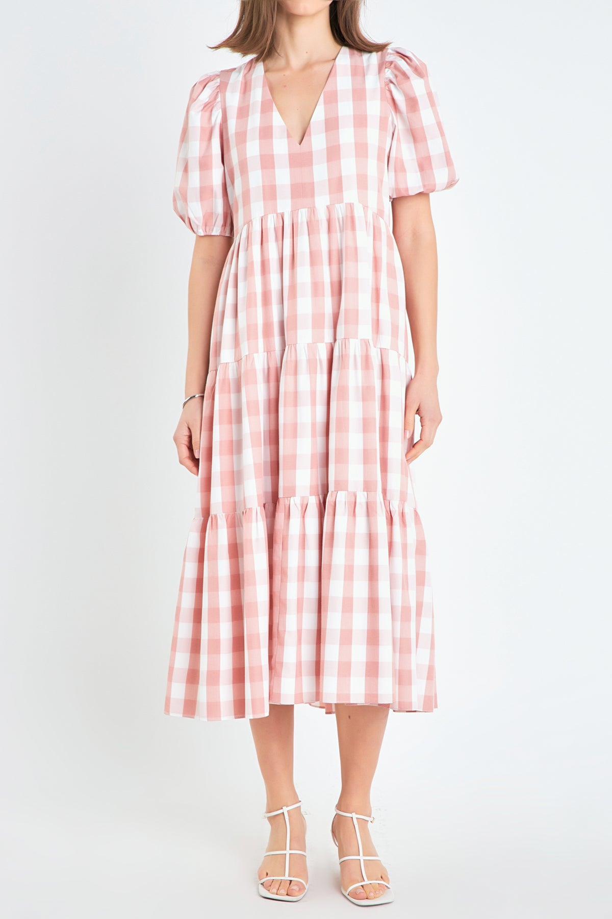 ENGLISH FACTORY - English Factory - Gingham Puff Sleeve Midi Dress - DRESSES available at Objectrare