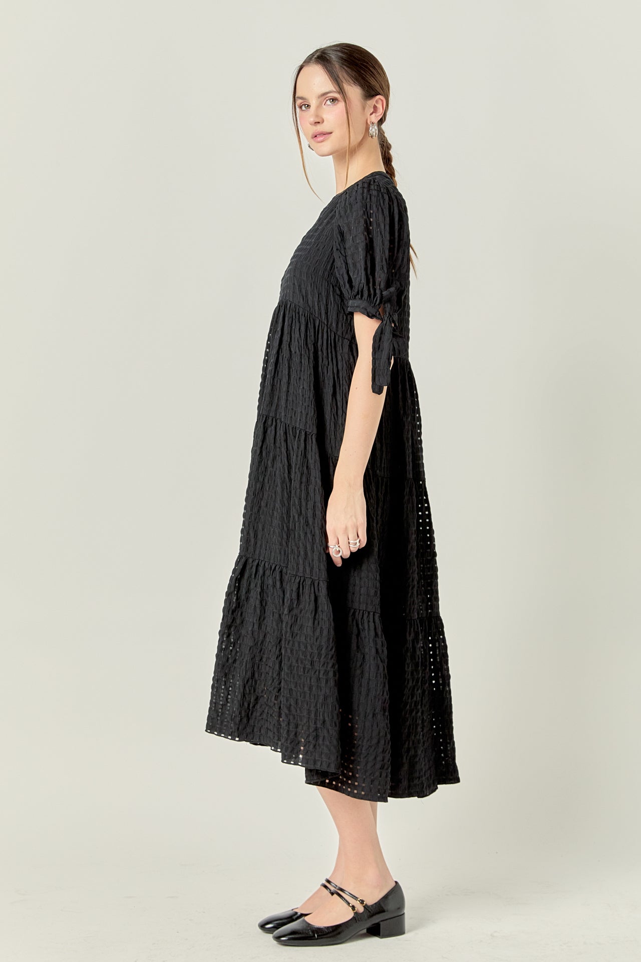 ENGLISH FACTORY - Gingham Tiered Midi Dress - DRESSES available at Objectrare