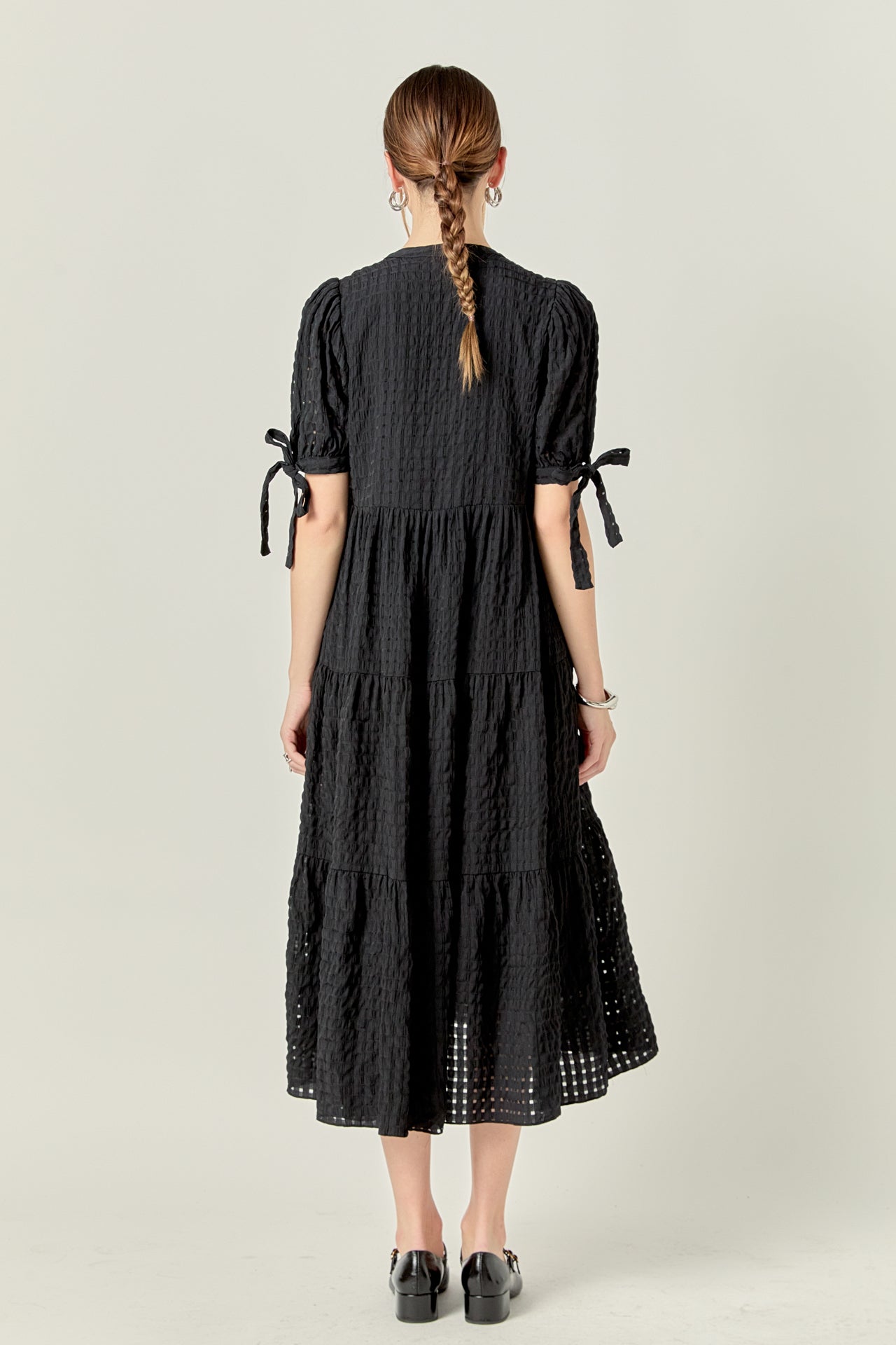 ENGLISH FACTORY - Gingham Tiered Midi Dress - DRESSES available at Objectrare