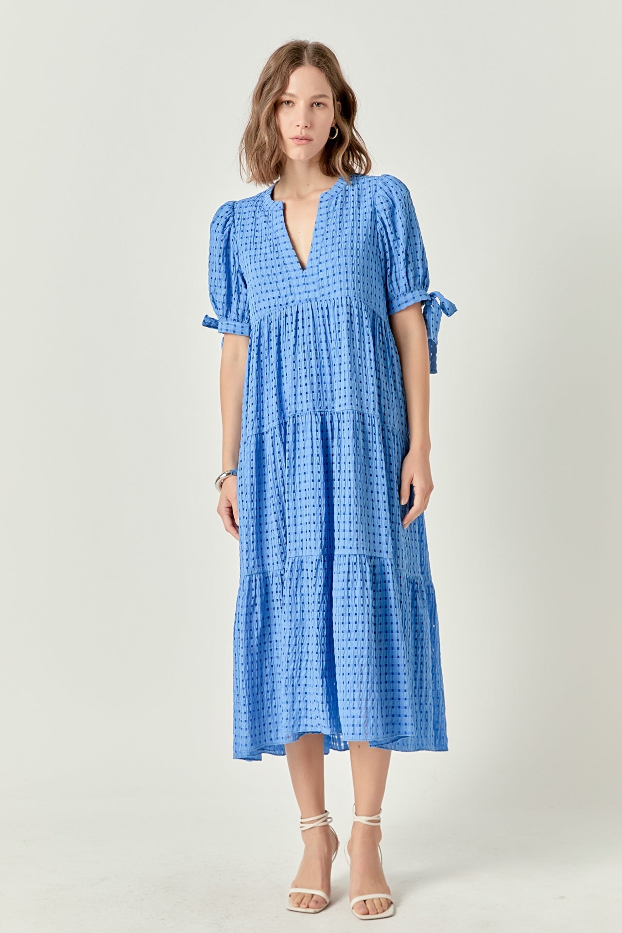 ENGLISH FACTORY - Gingham Tiered Midi Dress - DRESSES available at Objectrare