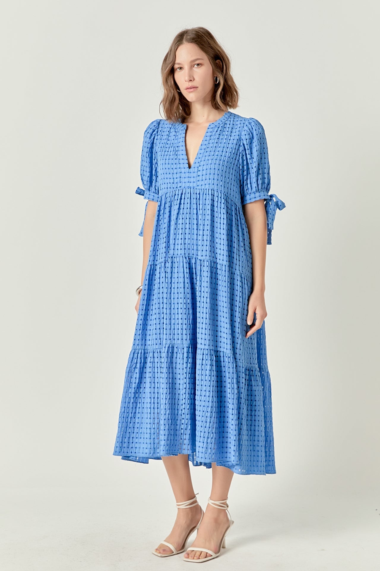 ENGLISH FACTORY - Gingham Tiered Midi Dress - DRESSES available at Objectrare