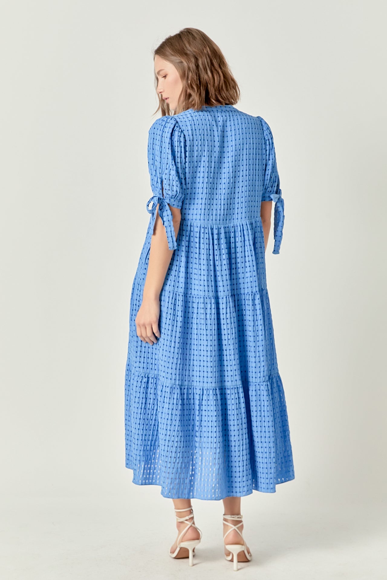ENGLISH FACTORY - Gingham Tiered Midi Dress - DRESSES available at Objectrare