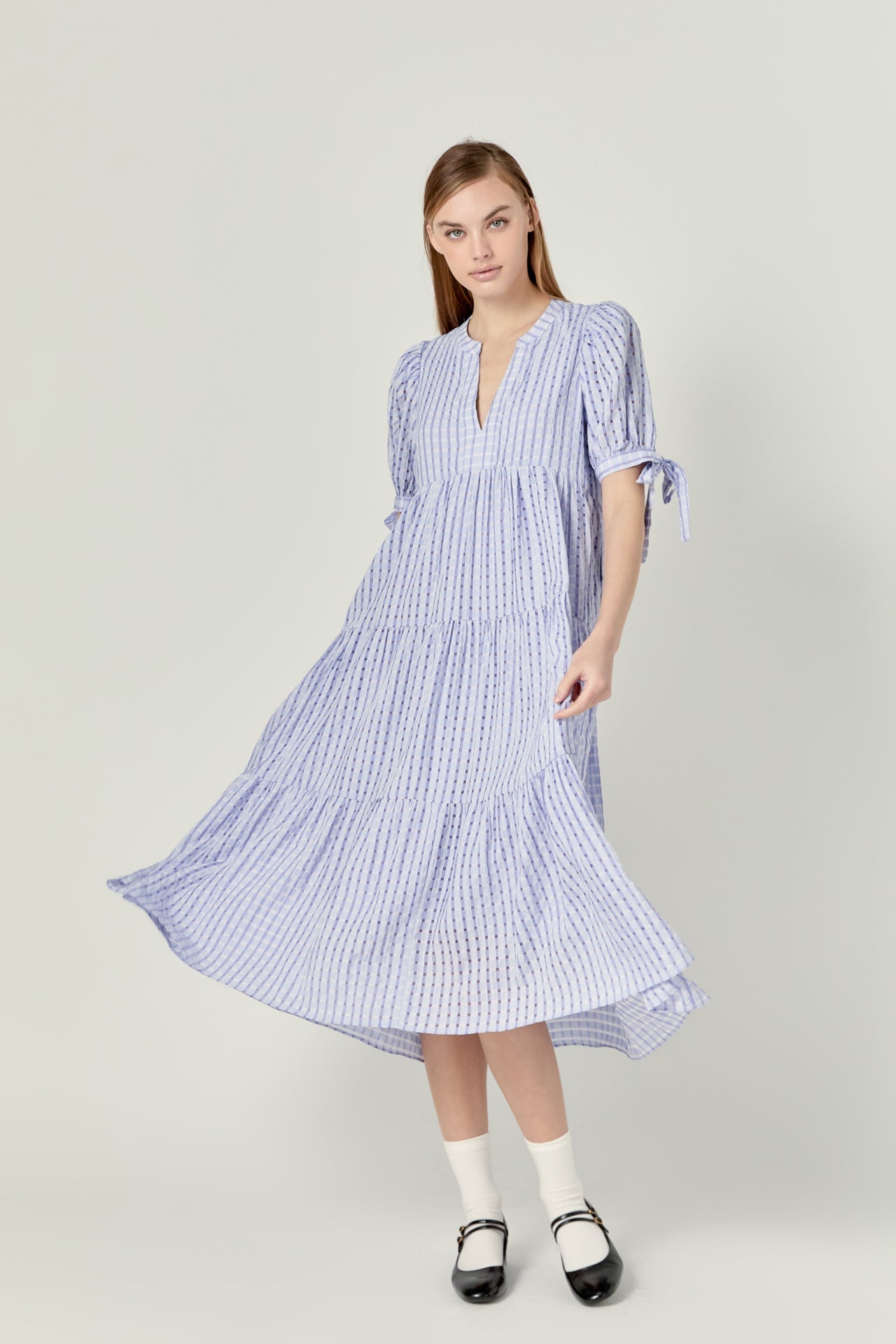 Gingham Tiered Midi Dress