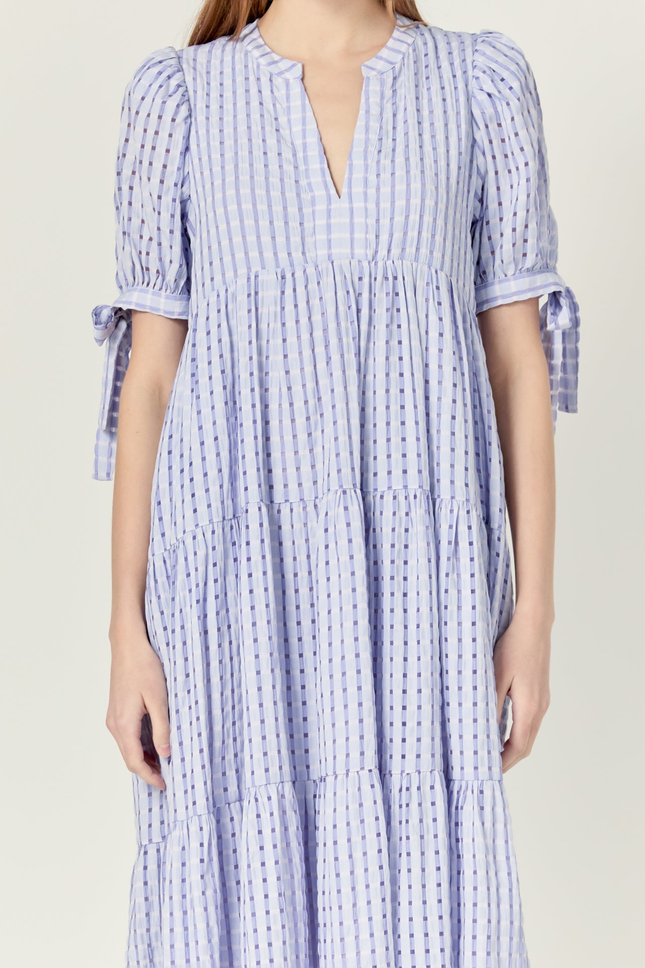 ENGLISH FACTORY - Gingham Tiered Midi Dress - DRESSES available at Objectrare