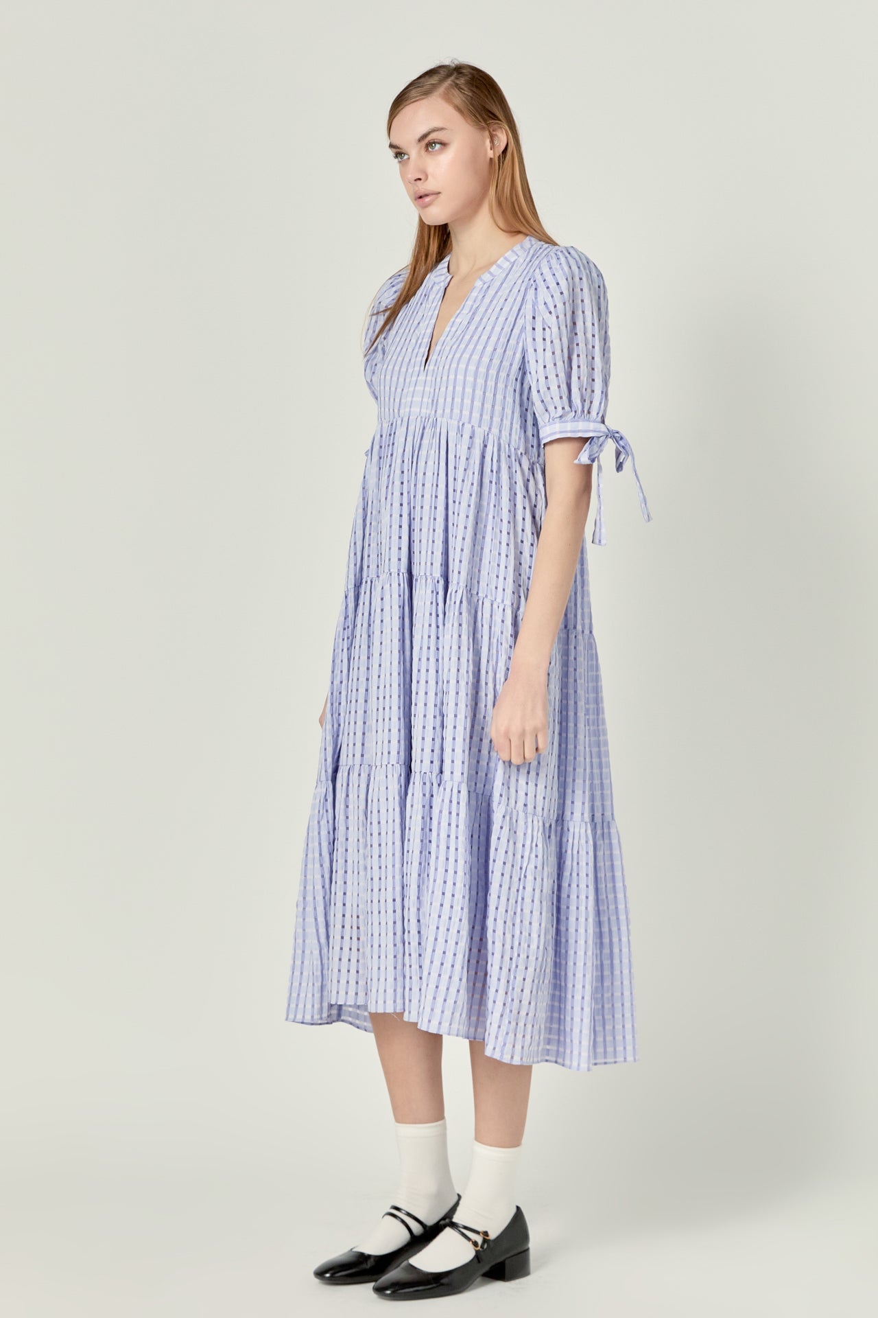 Gingham Tiered Midi Dress
