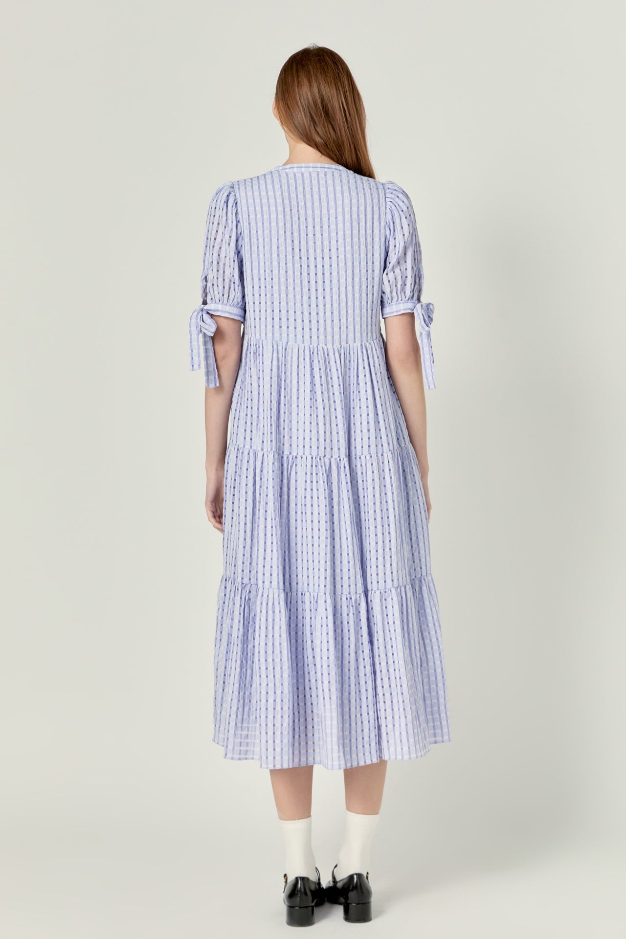 ENGLISH FACTORY - Gingham Tiered Midi Dress - DRESSES available at Objectrare