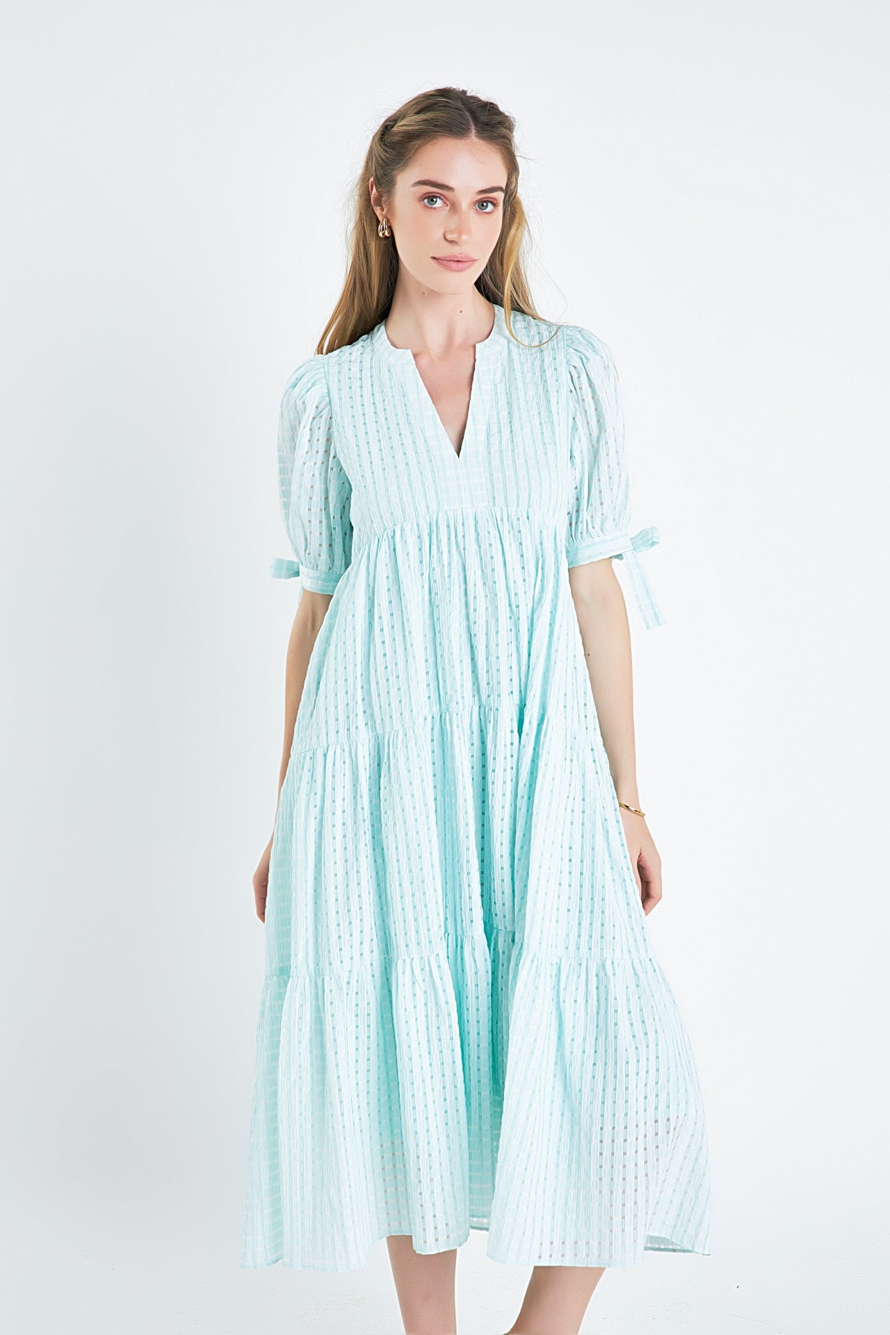 ENGLISH FACTORY - Gingham Tiered Midi Dress - DRESSES available at Objectrare