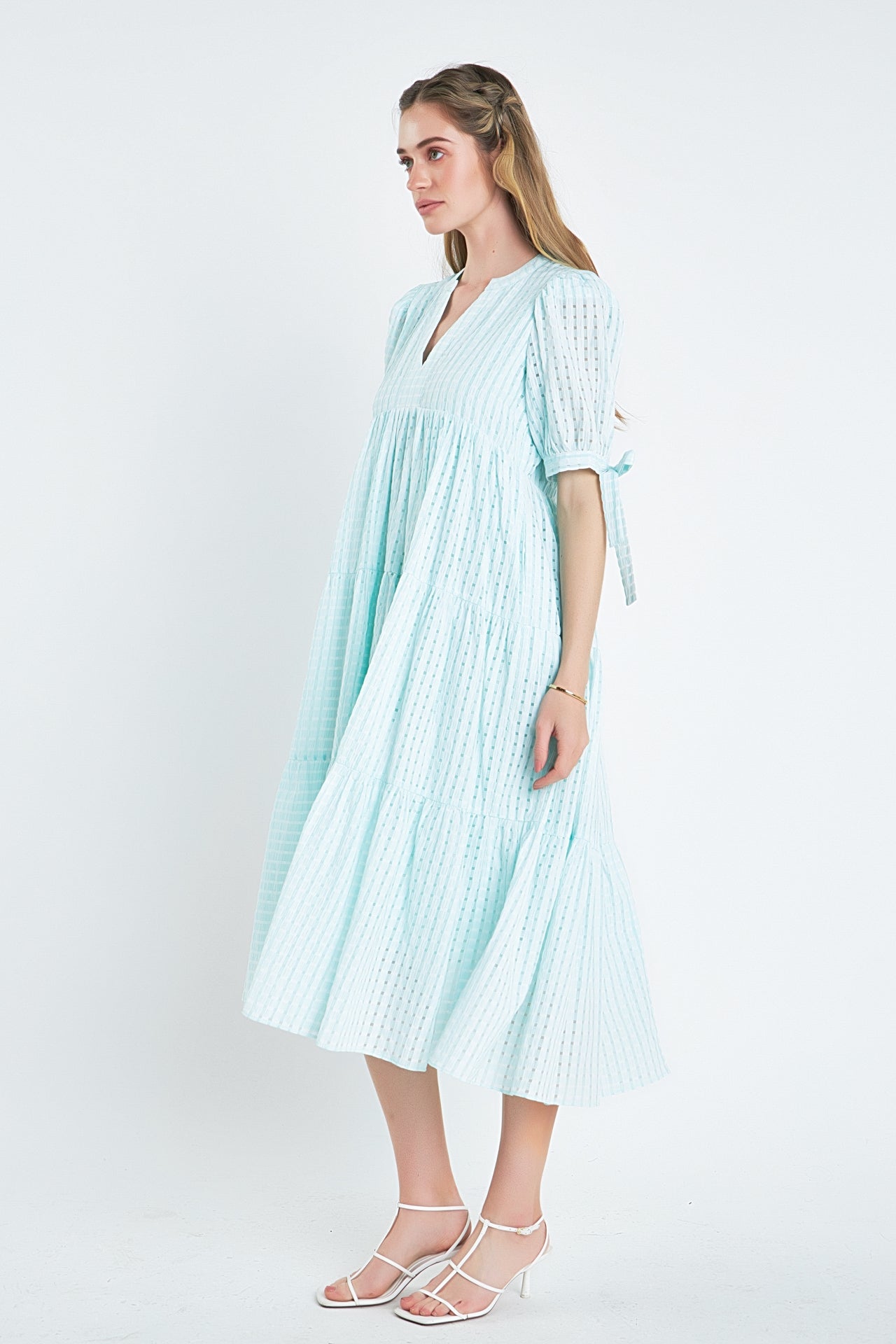 ENGLISH FACTORY - Gingham Tiered Midi Dress - DRESSES available at Objectrare