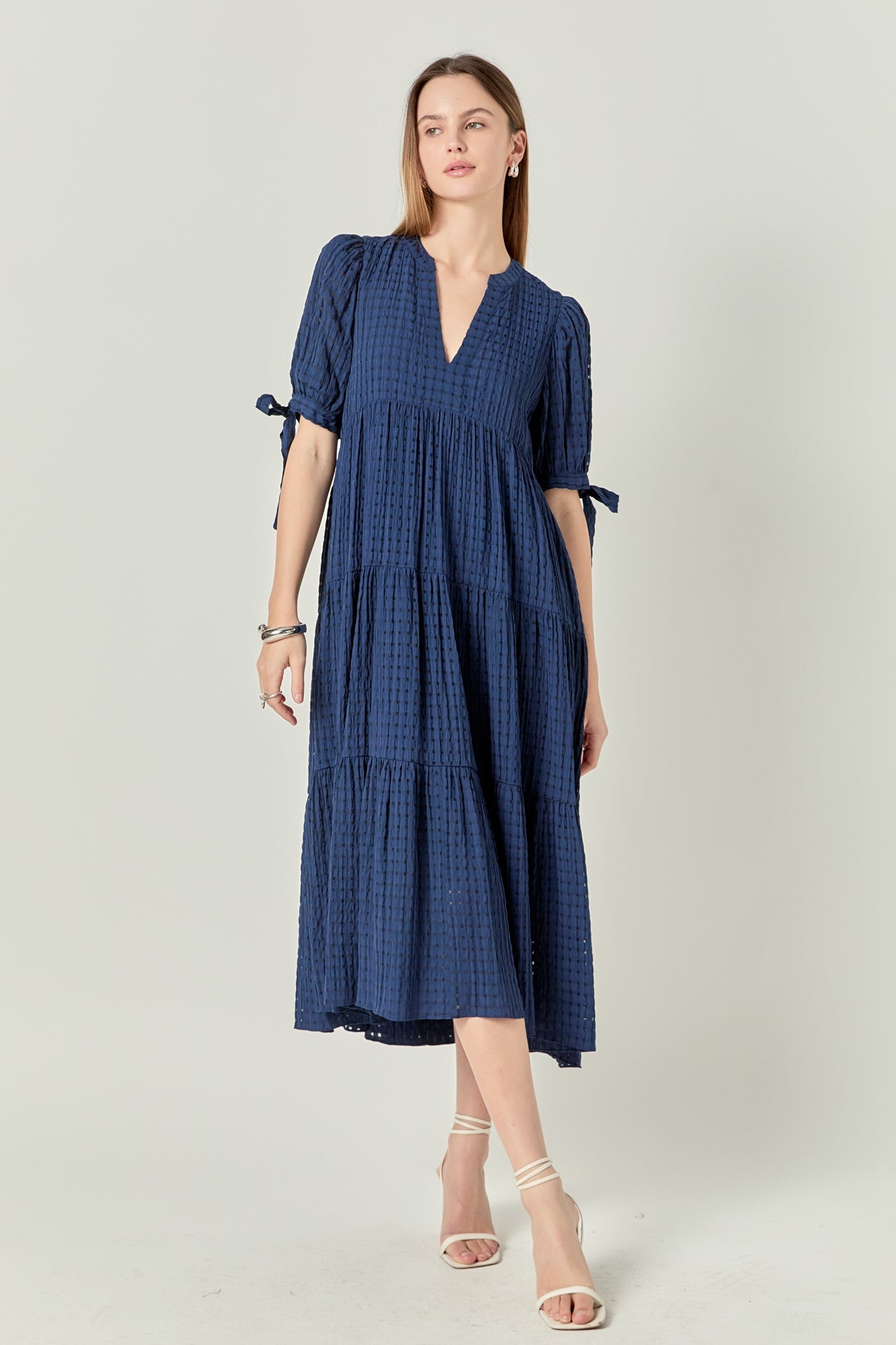 ENGLISH FACTORY - Gingham Tiered Midi Dress - DRESSES available at Objectrare