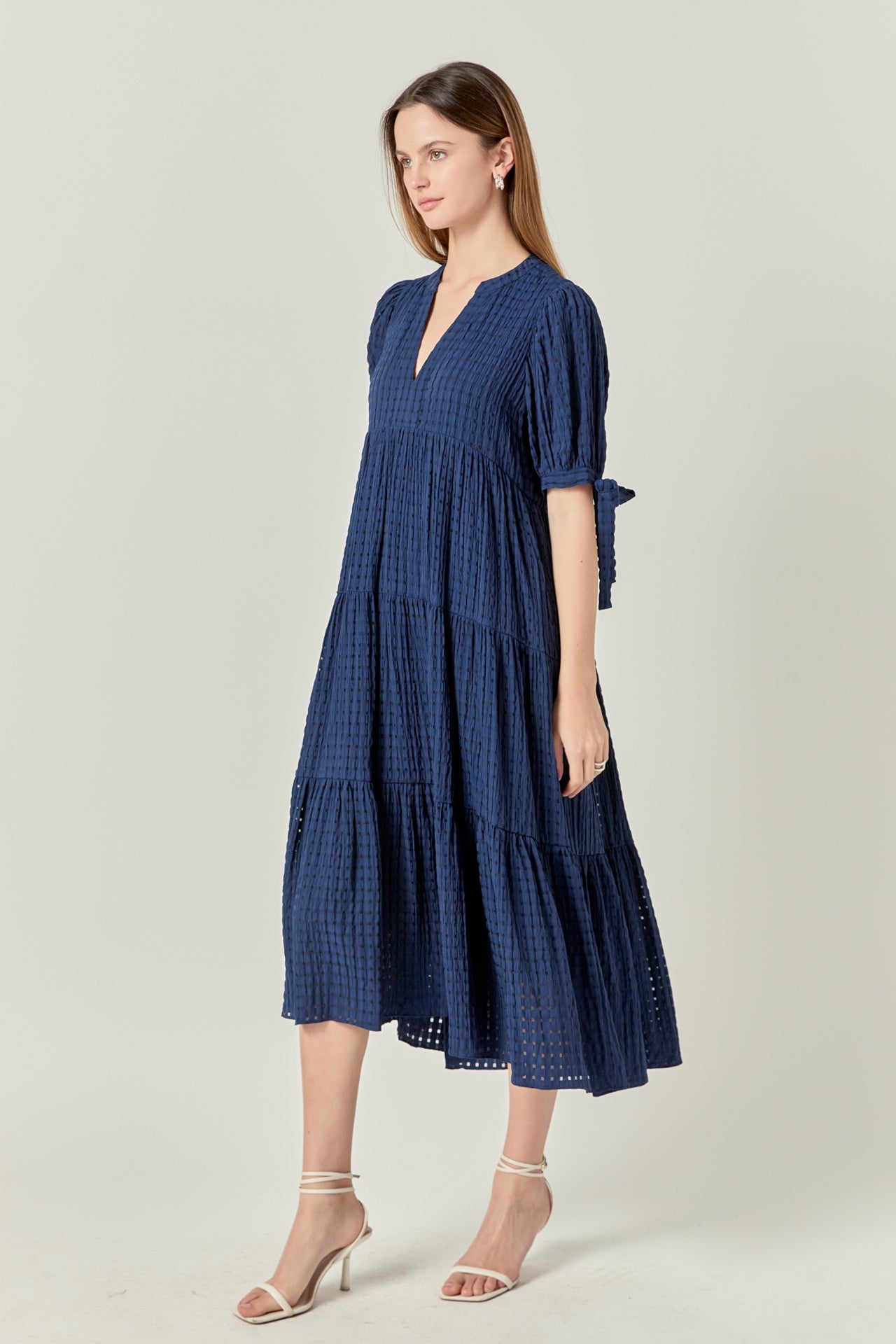 ENGLISH FACTORY - Gingham Tiered Midi Dress - DRESSES available at Objectrare