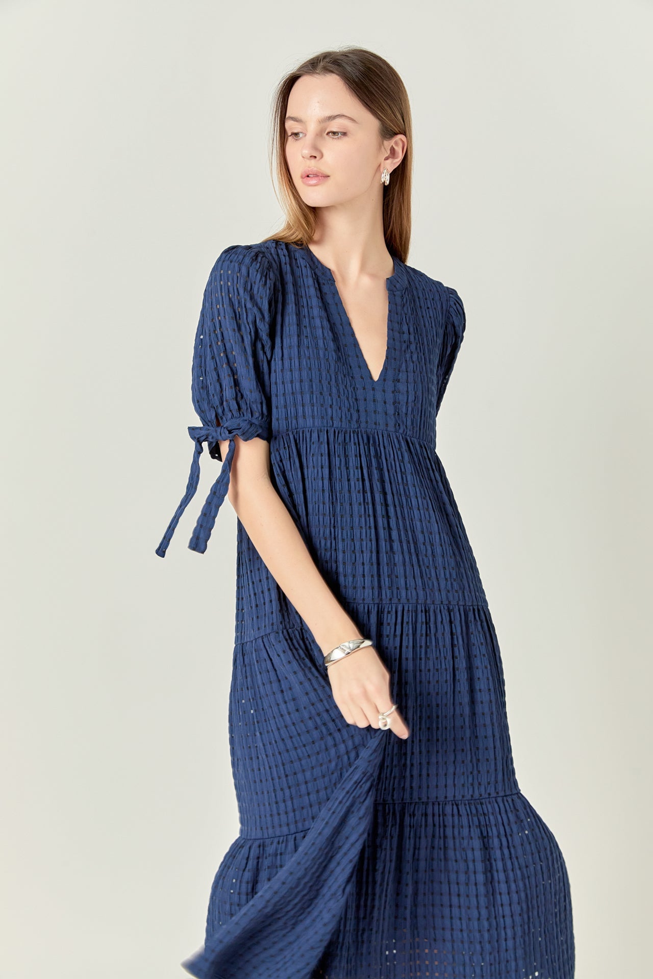 ENGLISH FACTORY - Gingham Tiered Midi Dress - DRESSES available at Objectrare