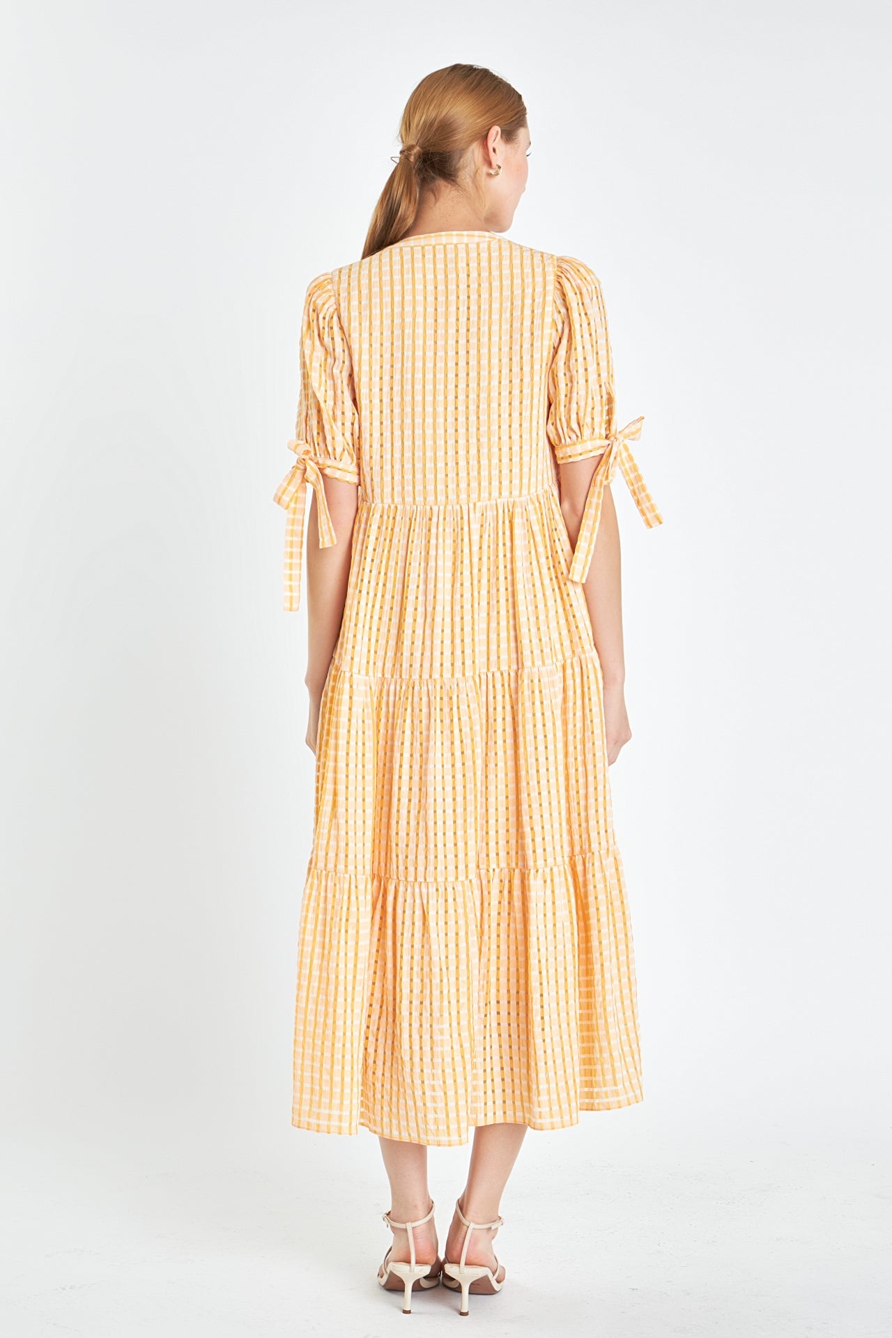 Gingham Tiered Midi Dress