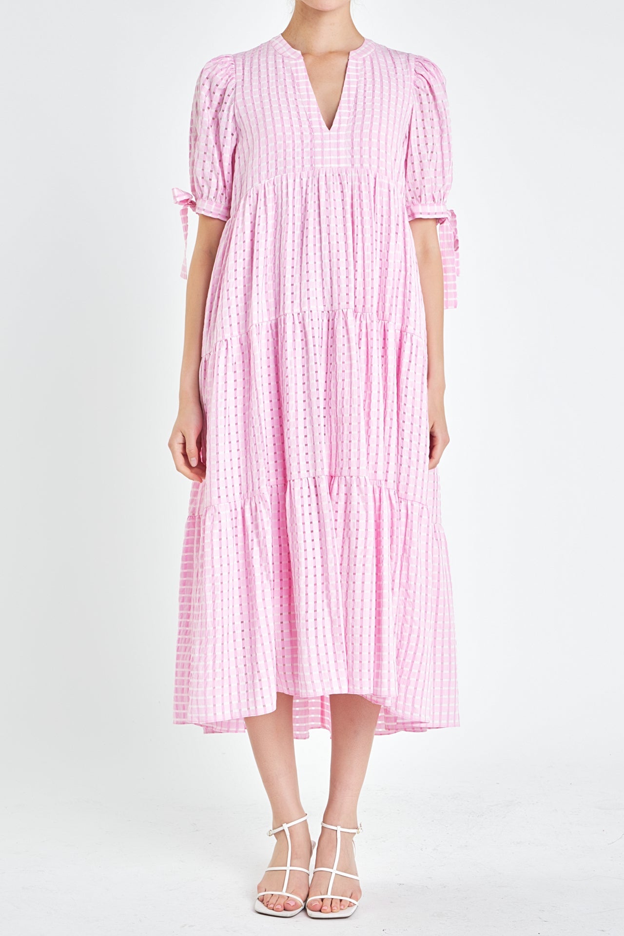 Gingham Tiered Midi Dress