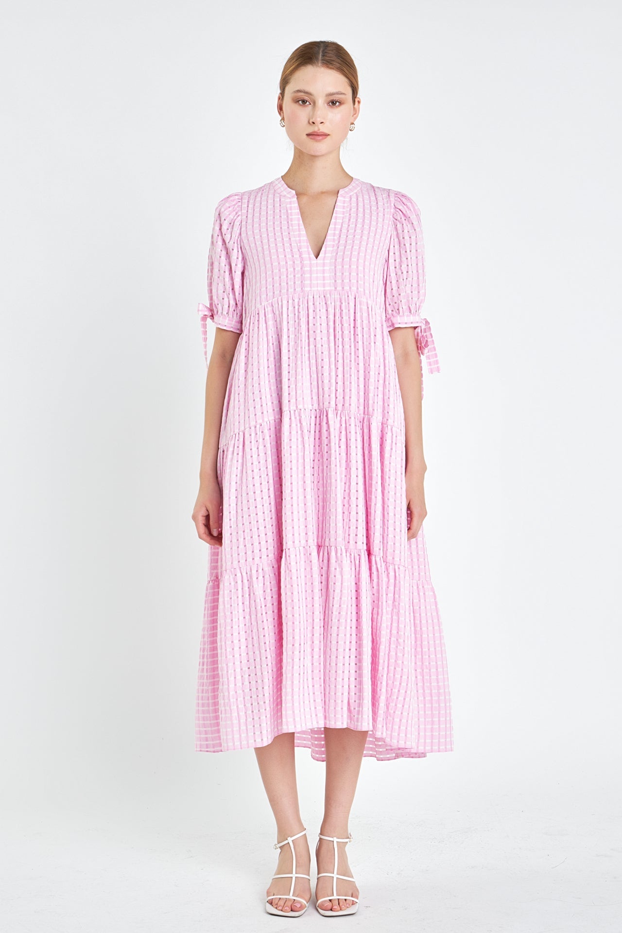 Gingham Tiered Midi Dress