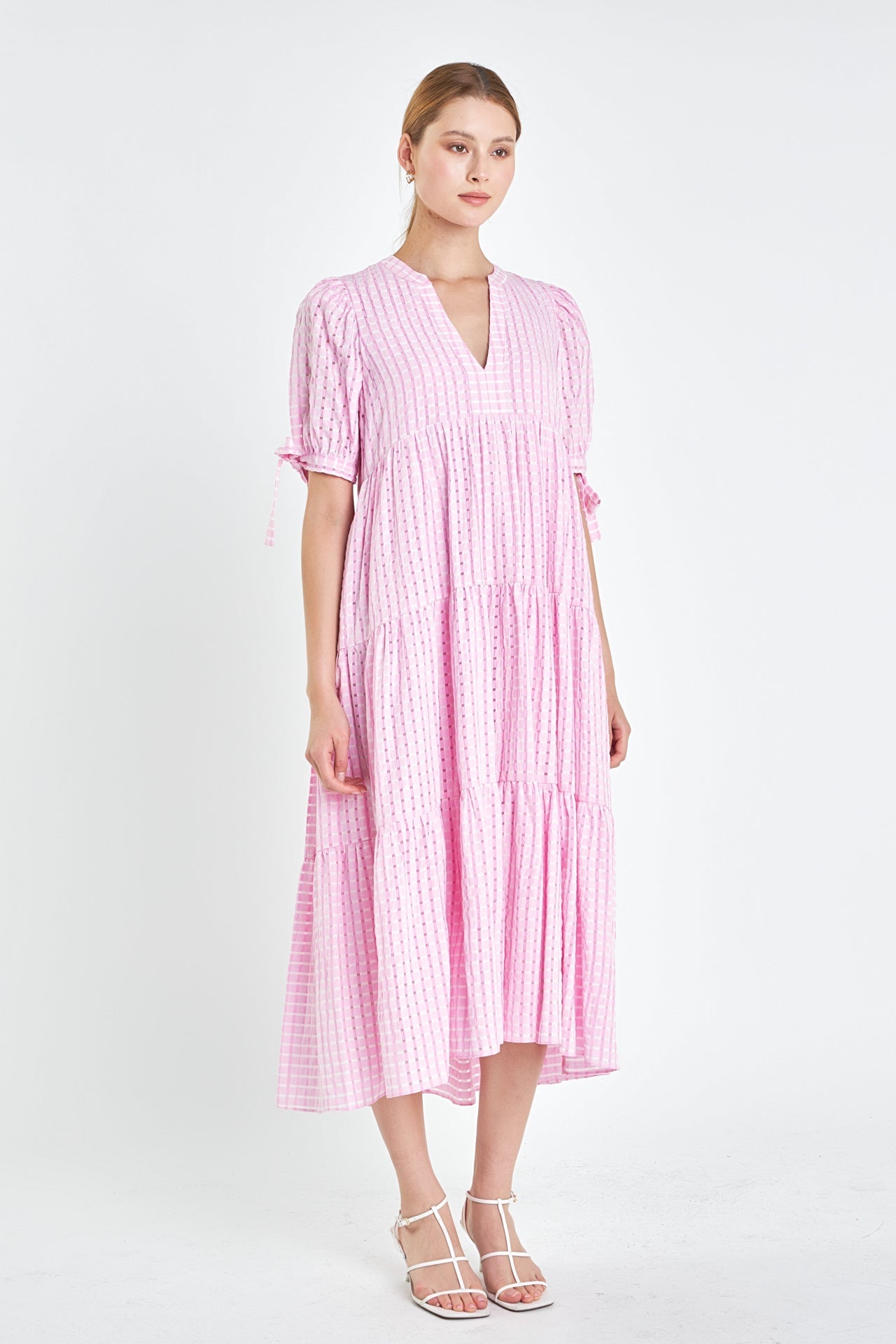 Gingham Tiered Midi Dress