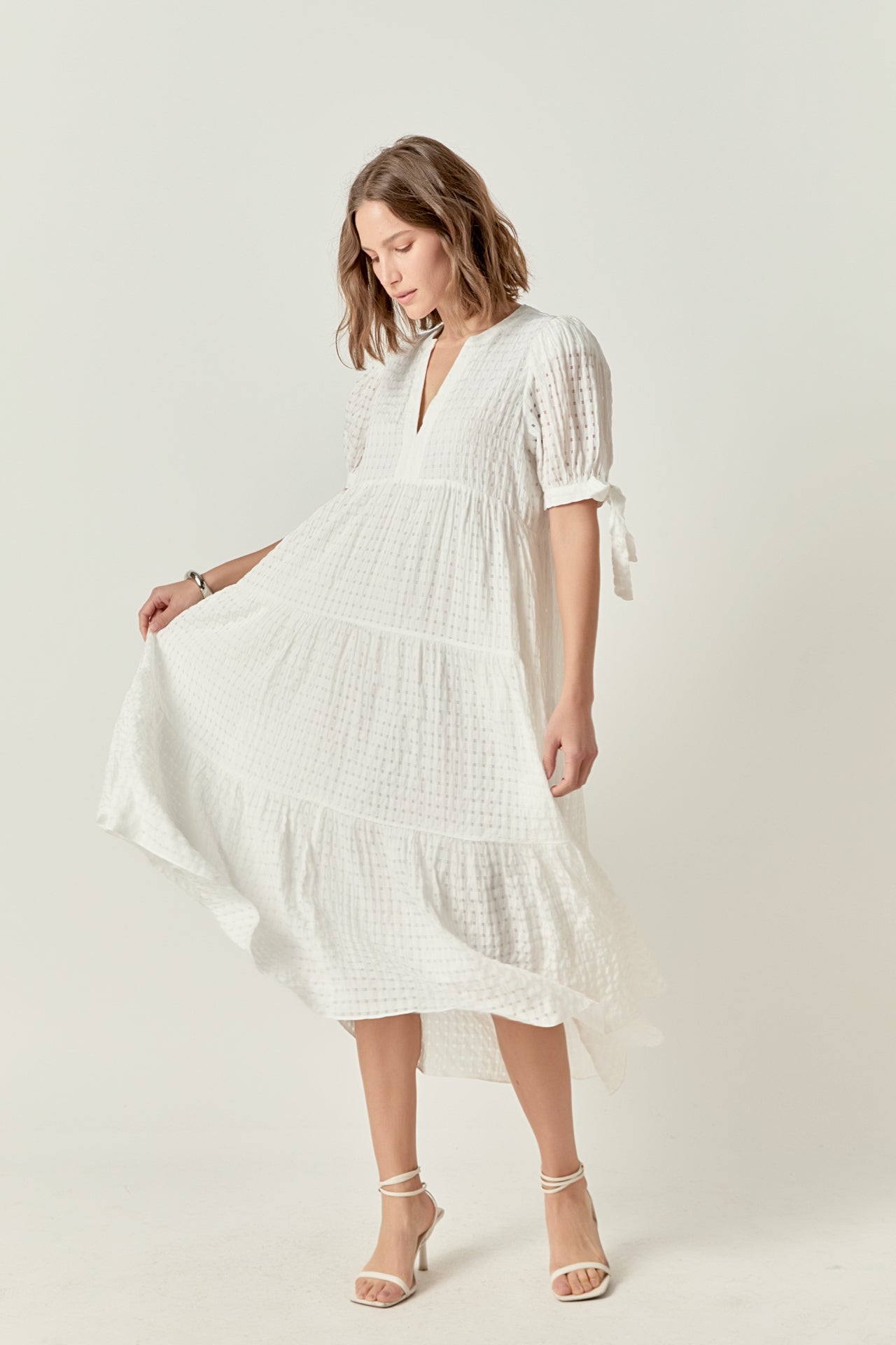Gingham Tiered Midi Dress