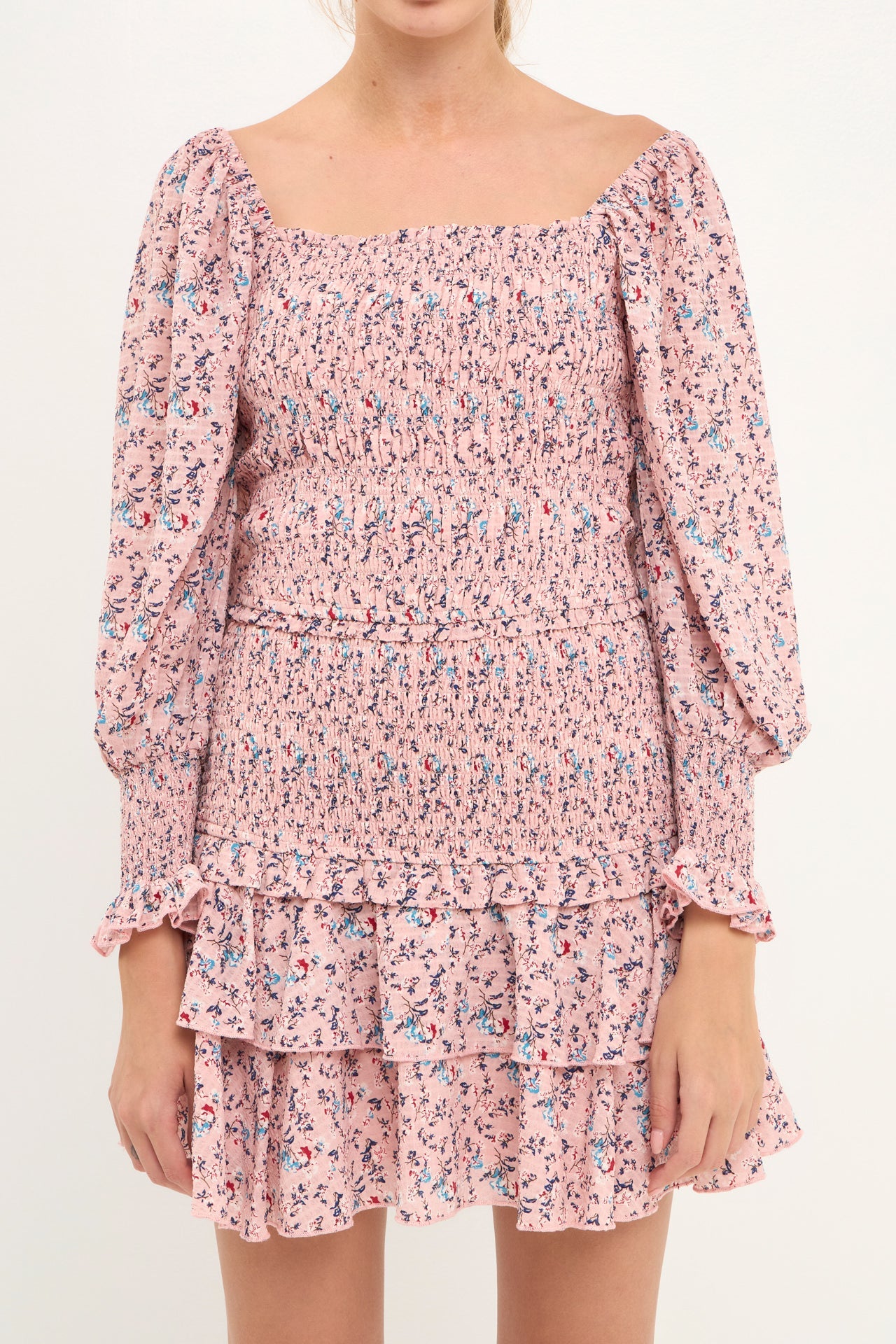 FREE THE ROSES - Floral Smocked Long Sleeve Top - TOPS available at Objectrare