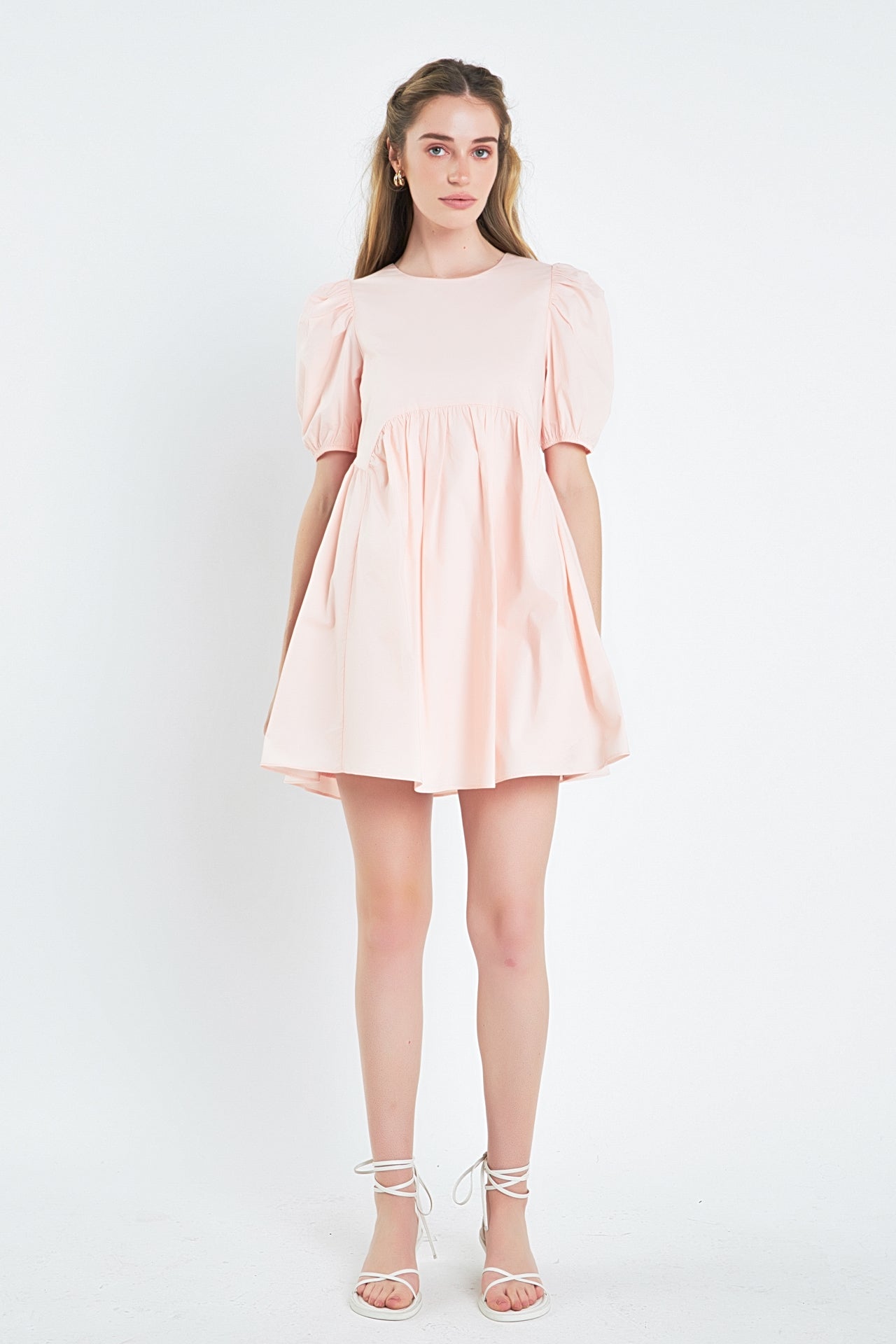 ENGLISH FACTORY - Asymmetrical Babydoll Mini Dress with Back Spaghetti Ties - DRESSES available at Objectrare