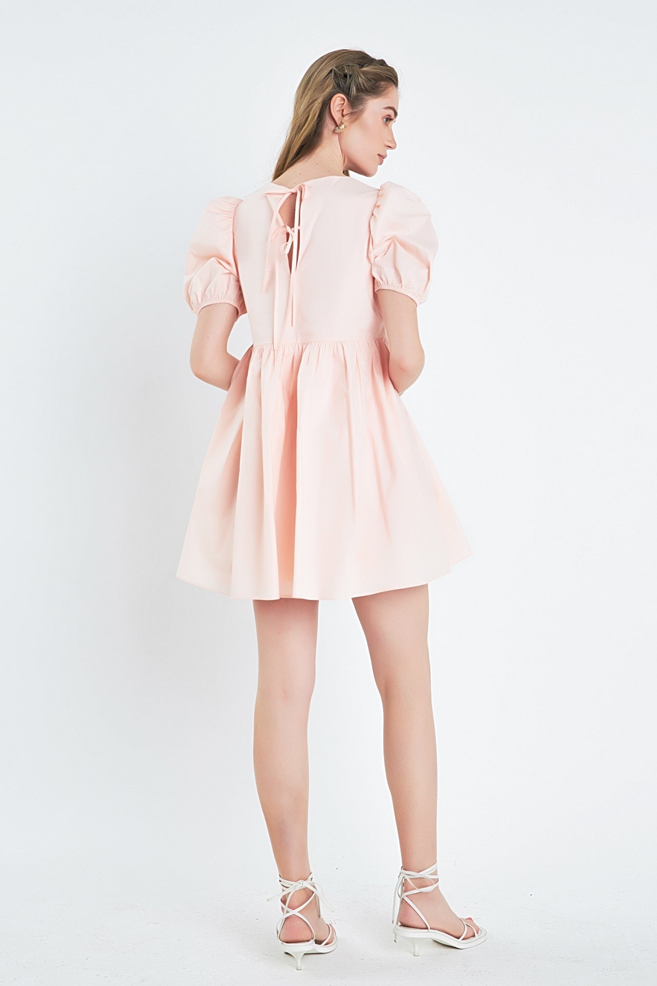 ENGLISH FACTORY - Asymmetrical Babydoll Mini Dress with Back Spaghetti Ties - DRESSES available at Objectrare