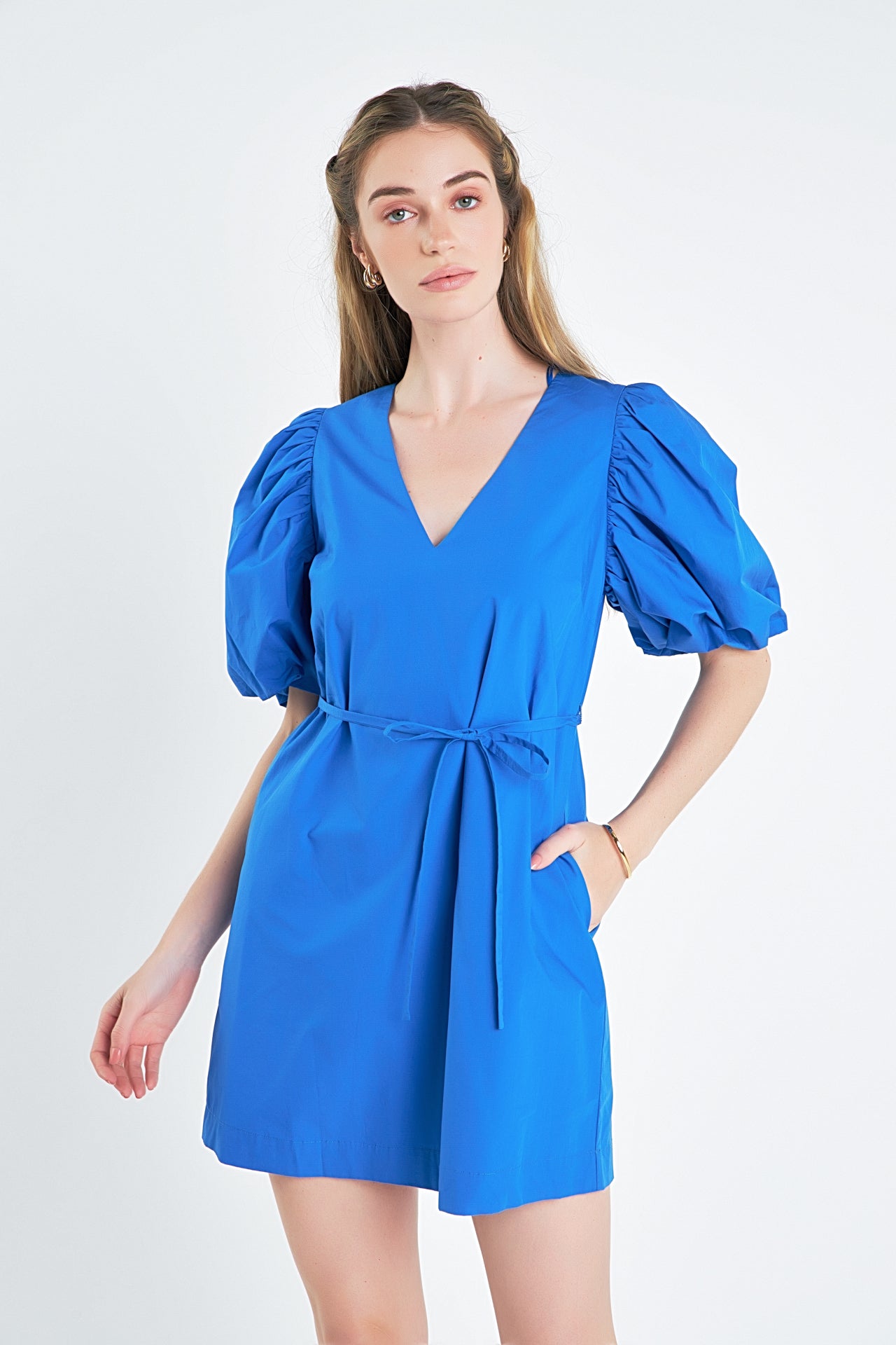 ENGLISH FACTORY - Puff Sleeve A-line Shift Mini Dress - DRESSES available at Objectrare
