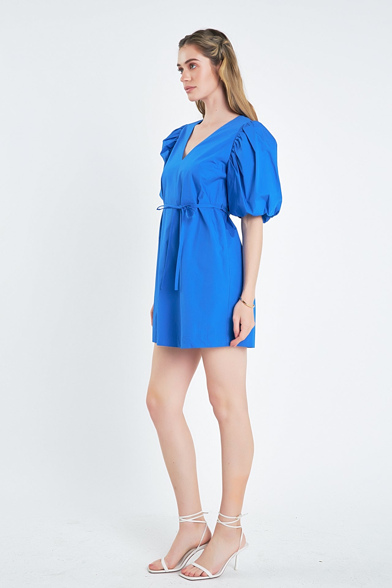 ENGLISH FACTORY - Puff Sleeve A-line Shift Mini Dress - DRESSES available at Objectrare