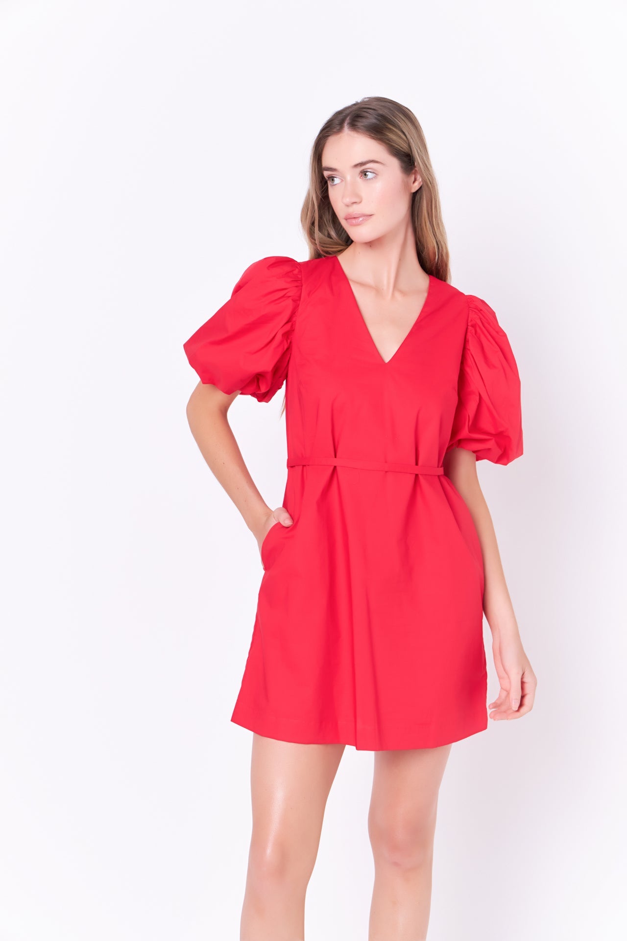 ENGLISH FACTORY - Puff Sleeve A-line Shift Mini Dress - DRESSES available at Objectrare