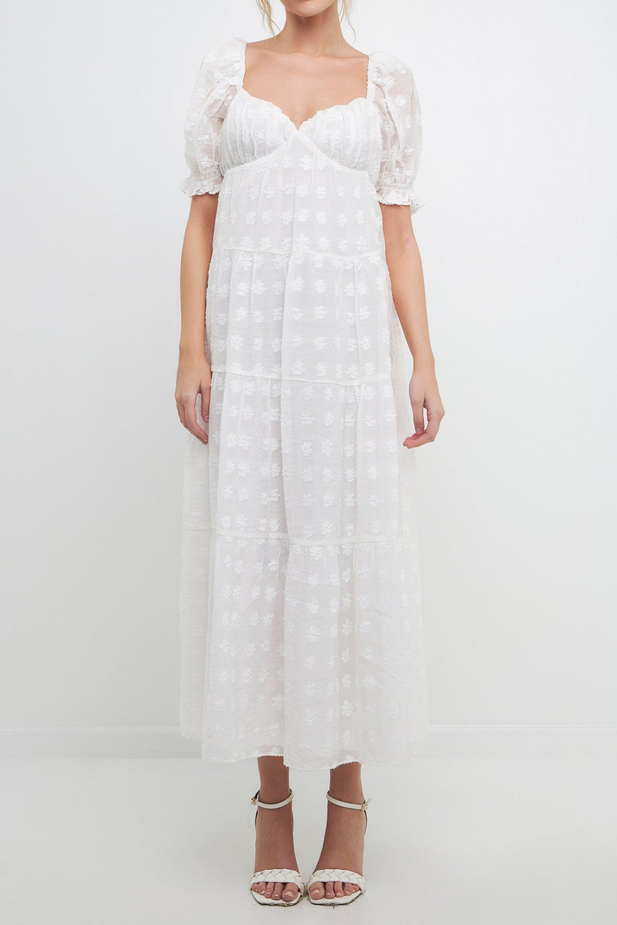 FREE THE ROSES - Sweetheart Tiered Short Sleeve Floral Maxi Dress - DRESSES available at Objectrare