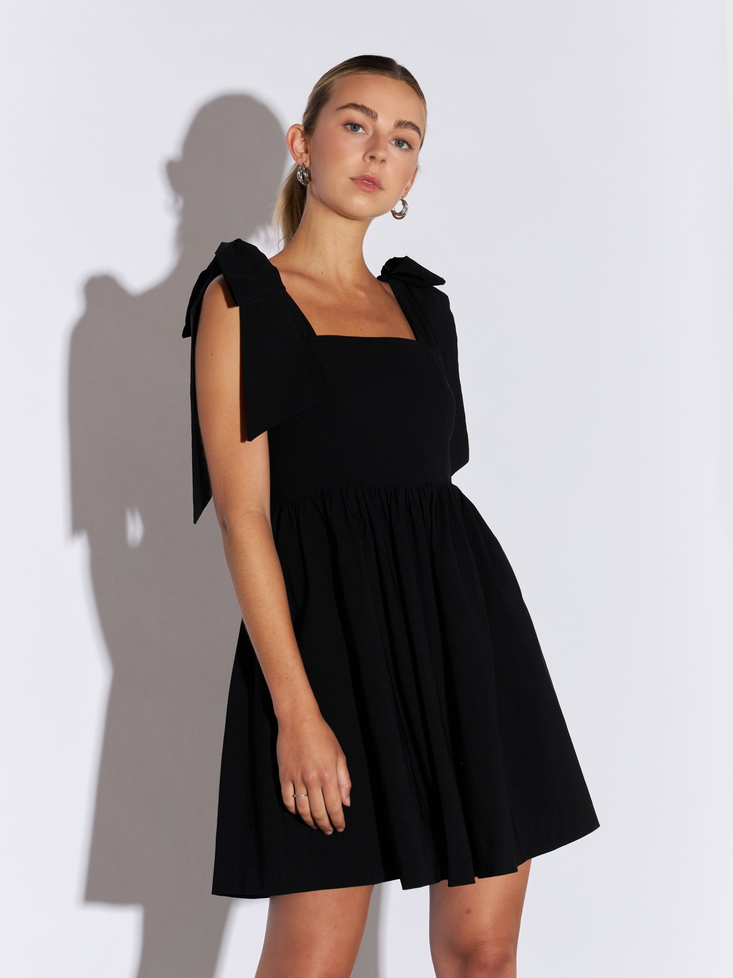 ENDLESS ROSE - Bowed Square Neckline Baby Doll Mini - DRESSES available at Objectrare