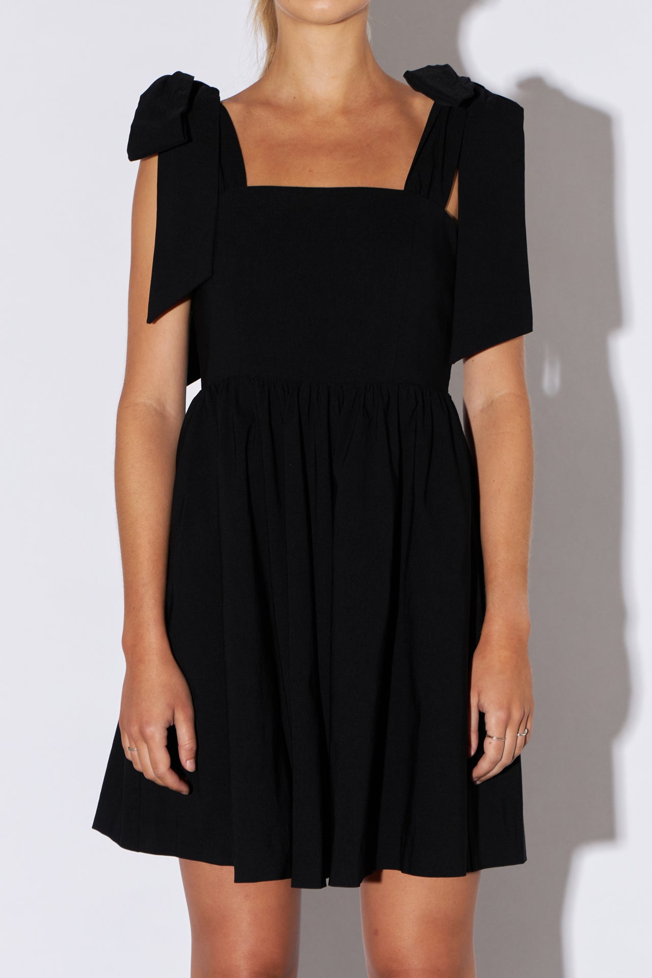 ENDLESS ROSE - Bowed Square Neckline Baby Doll Mini - DRESSES available at Objectrare