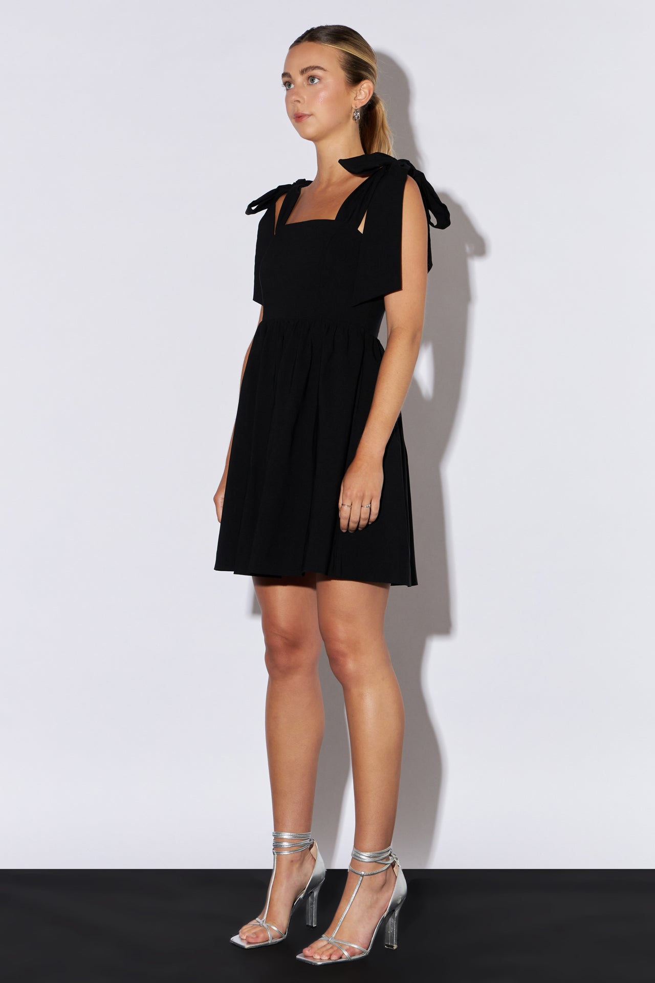 ENDLESS ROSE - Bowed Square Neckline Baby Doll Mini - DRESSES available at Objectrare