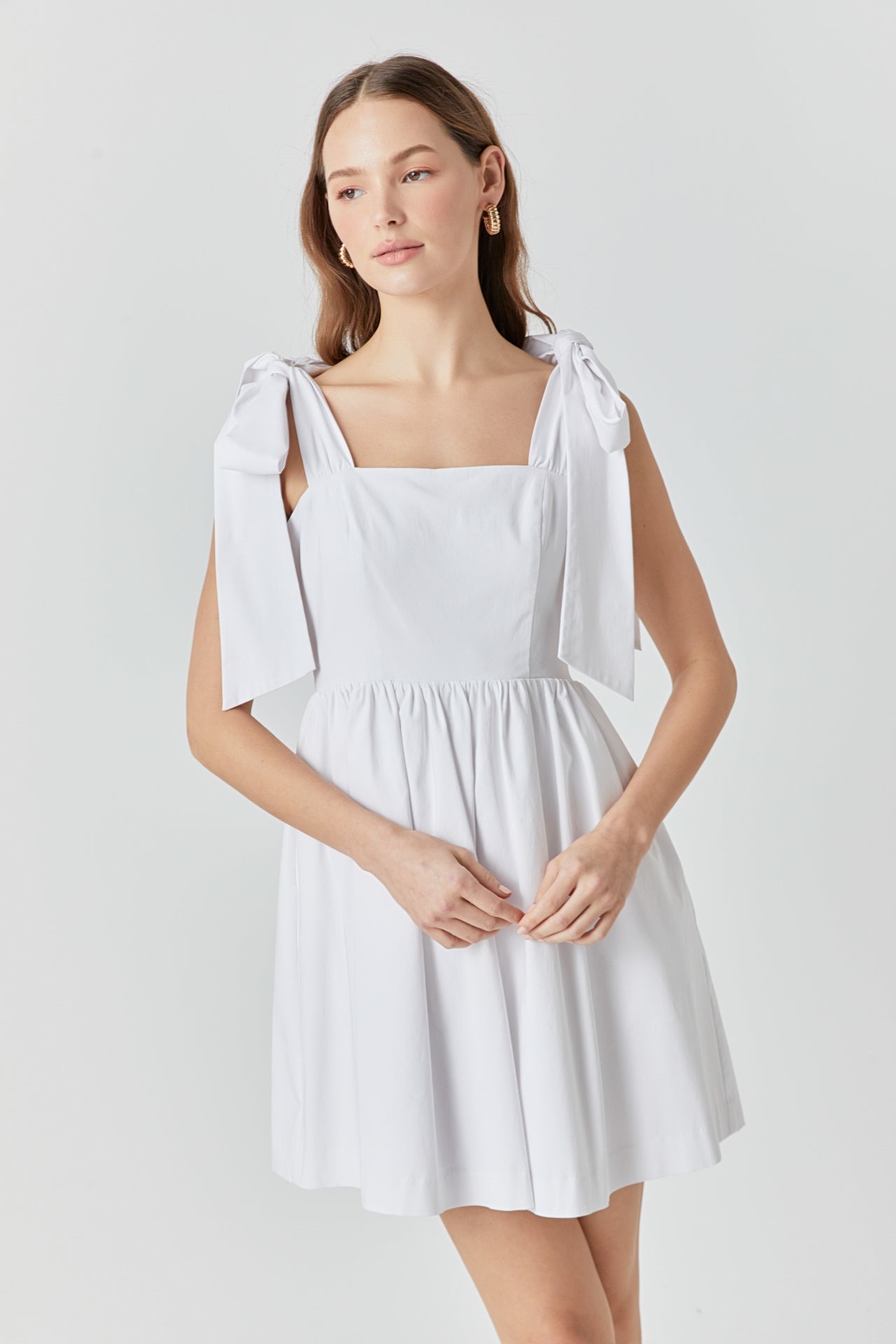 ENDLESS ROSE - Bowed Square Neckline Baby Doll Mini - DRESSES available at Objectrare