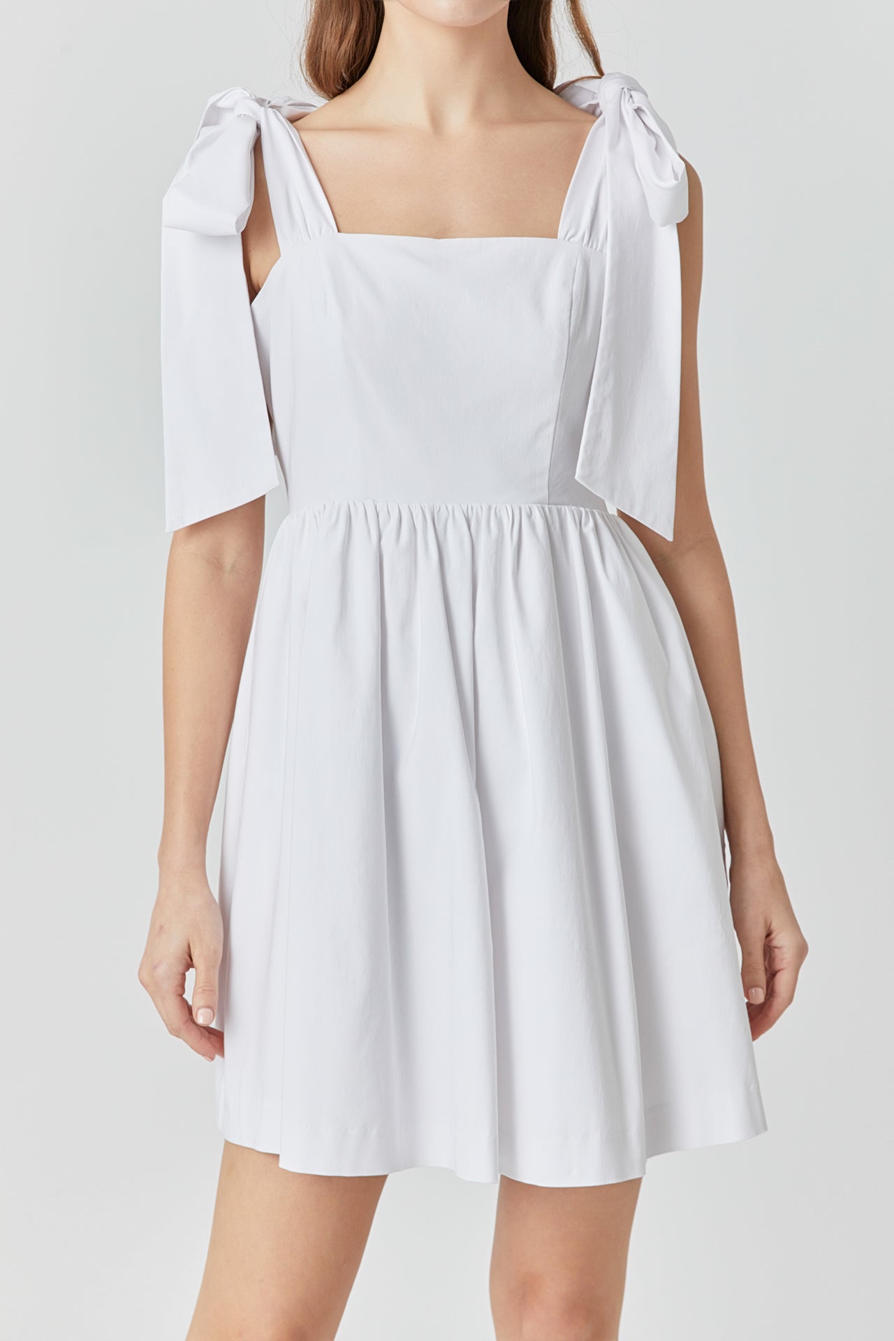 ENDLESS ROSE - Bowed Square Neckline Baby Doll Mini - DRESSES available at Objectrare