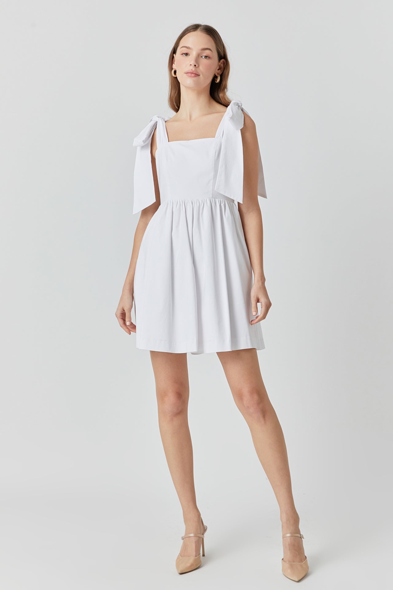 ENDLESS ROSE - Bowed Square Neckline Baby Doll Mini - DRESSES available at Objectrare