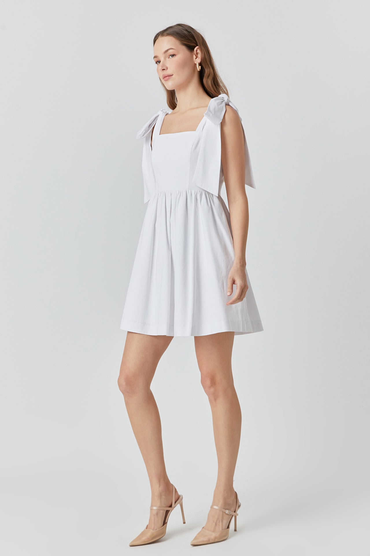 ENDLESS ROSE - Bowed Square Neckline Baby Doll Mini - DRESSES available at Objectrare